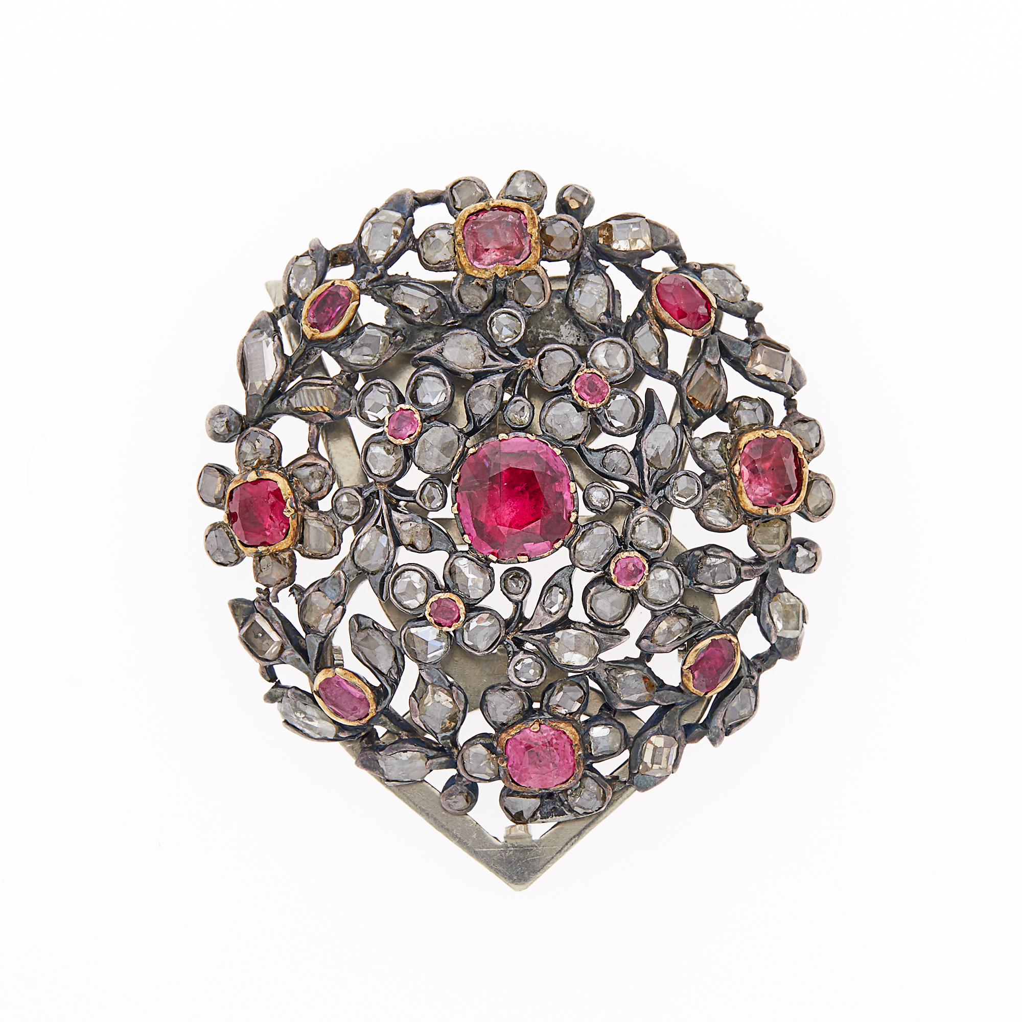 Lot image - Silver, Ruby and Diamond Clip