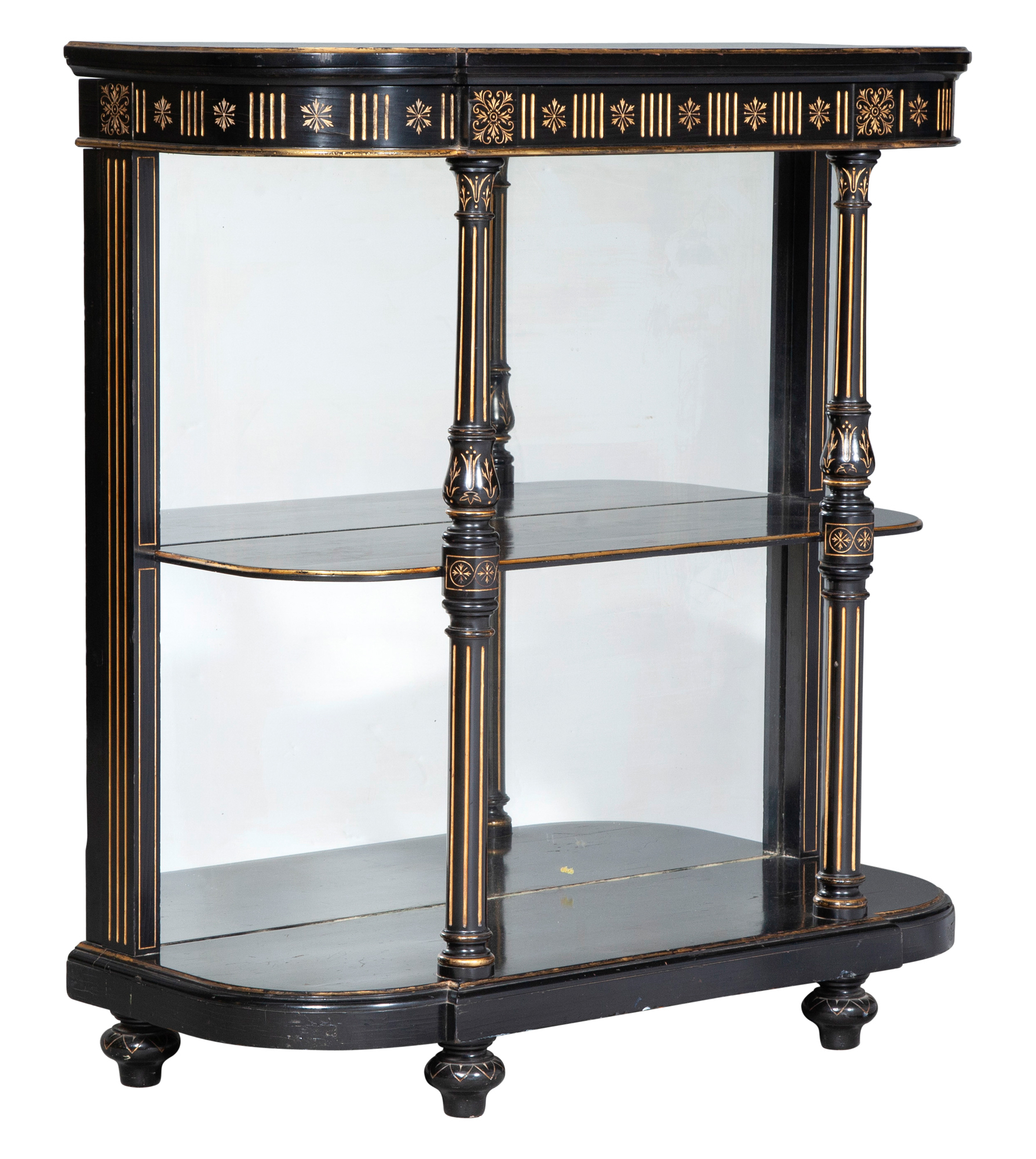 Lot image - Aesthetic Movement Ebonized and Gilt-Decorated Étagère