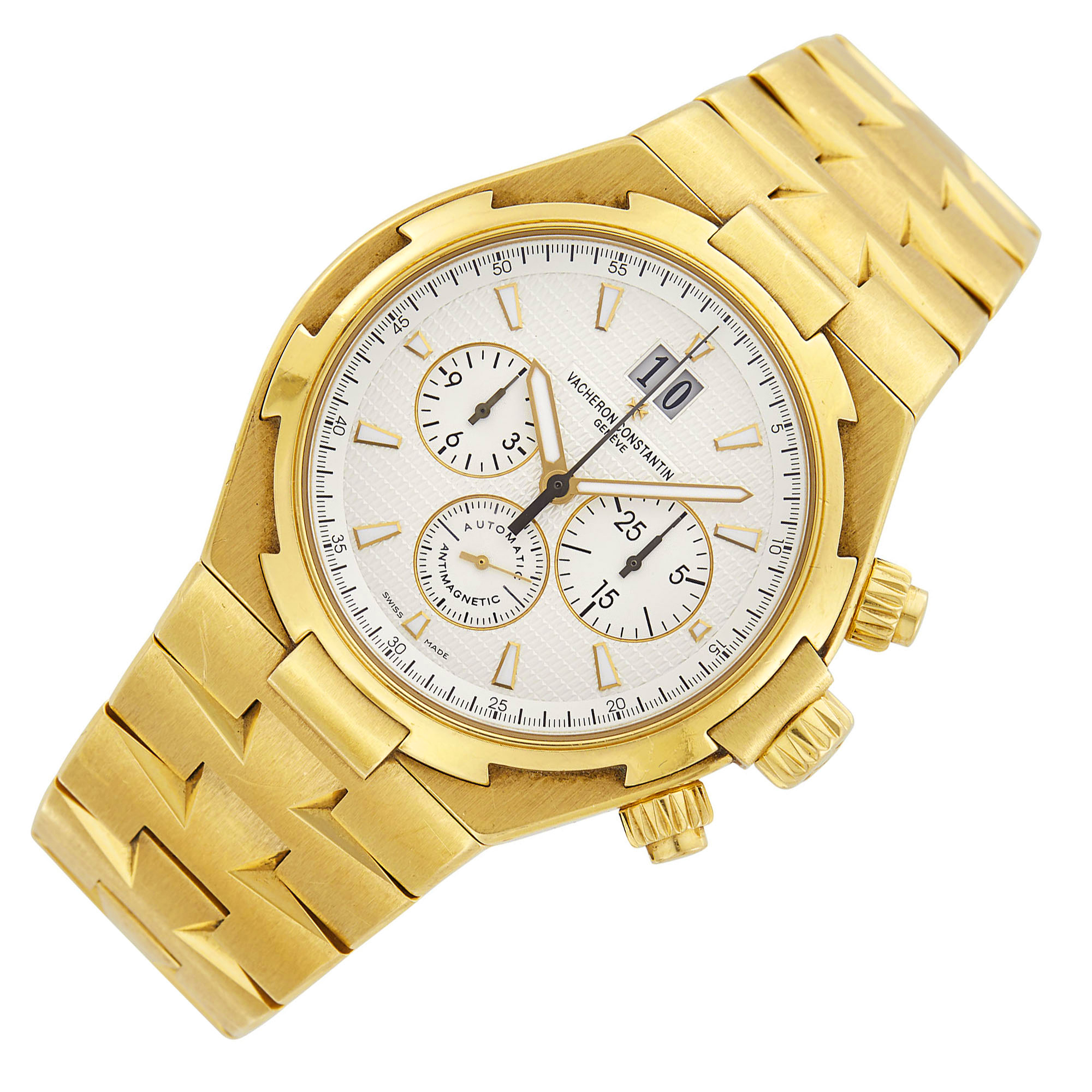 Lot image - Vacheron Constantin Gentlemans Gold Overseas Chronograph Wristwatch, Ref. 49150