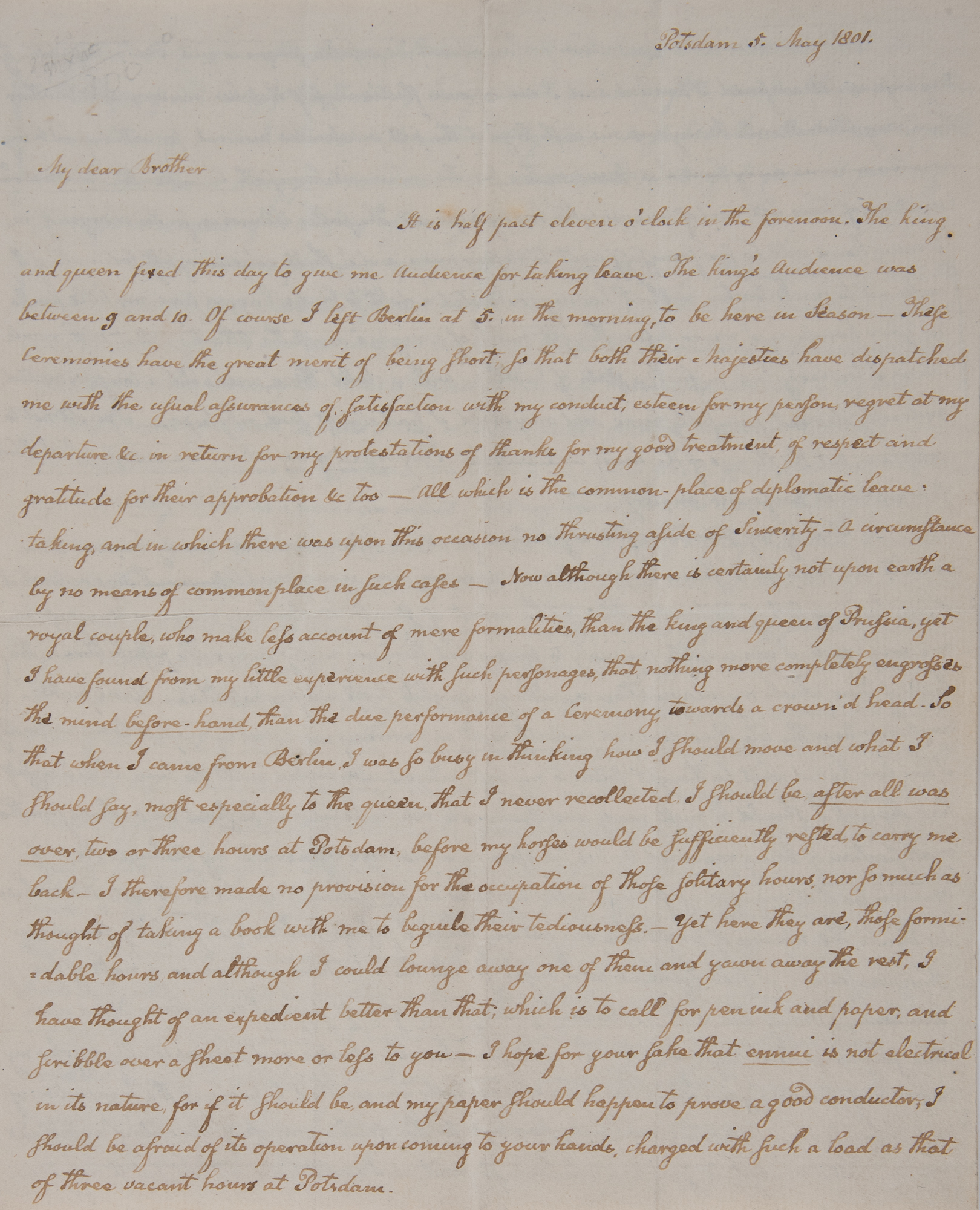 Lot image - ADAMS, JOHN QUINCY  Long autograph letter to his brother written as United States Ambassador to Prussia.