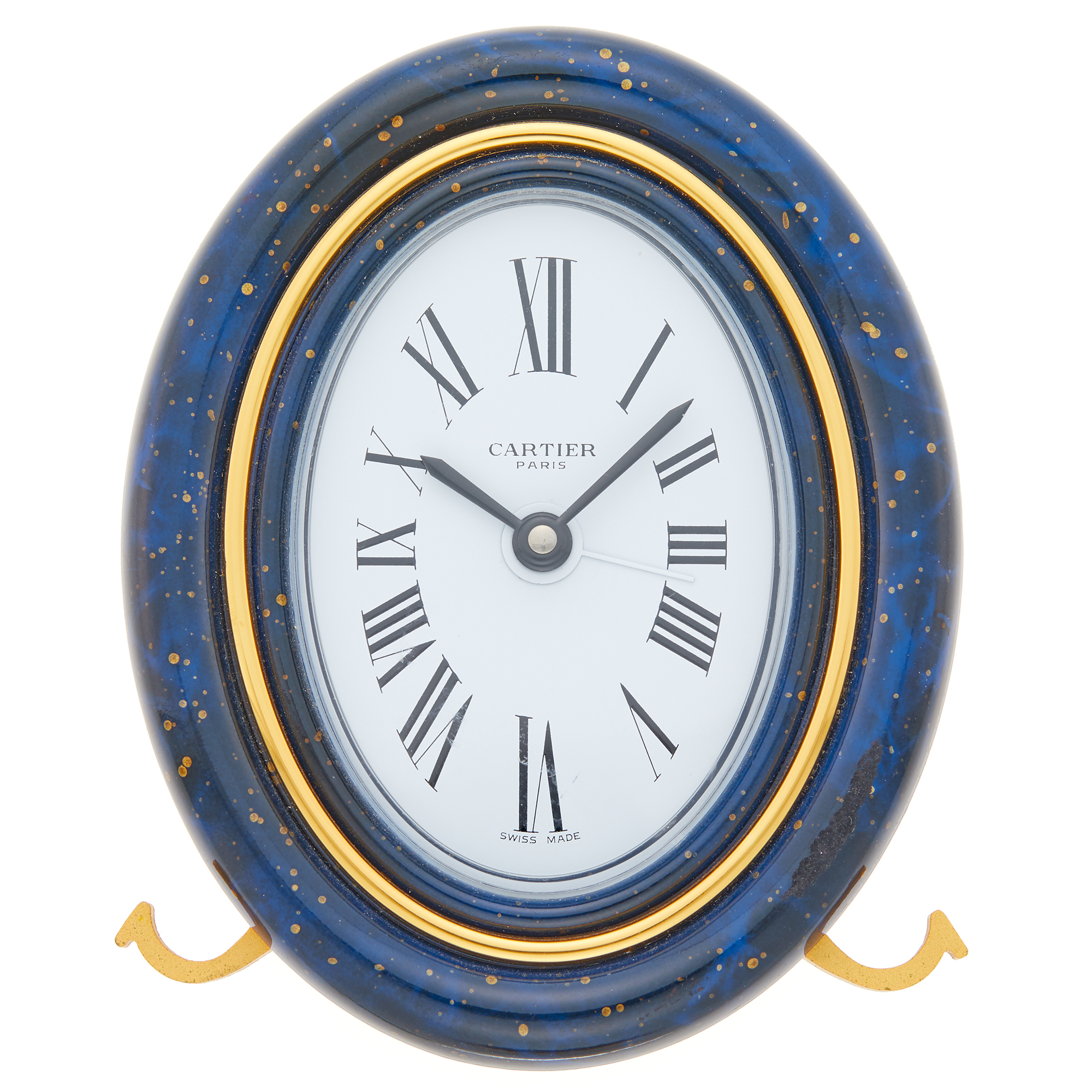 Lot image - Cartier Paris Gilt-Metal and Enamel Desk Clock