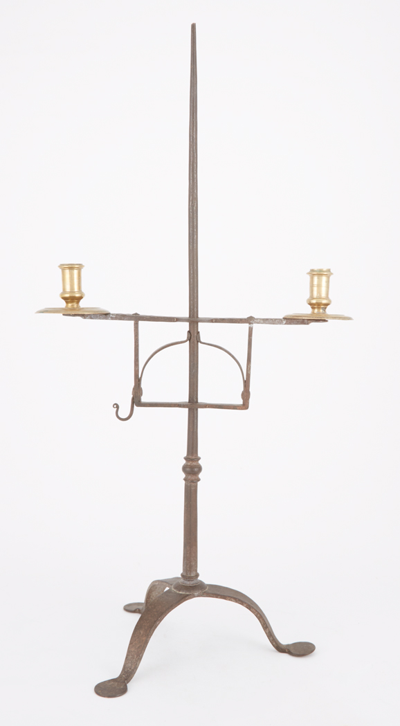 Lot image - Wrought Iron and Brass Table Top Candle Holder