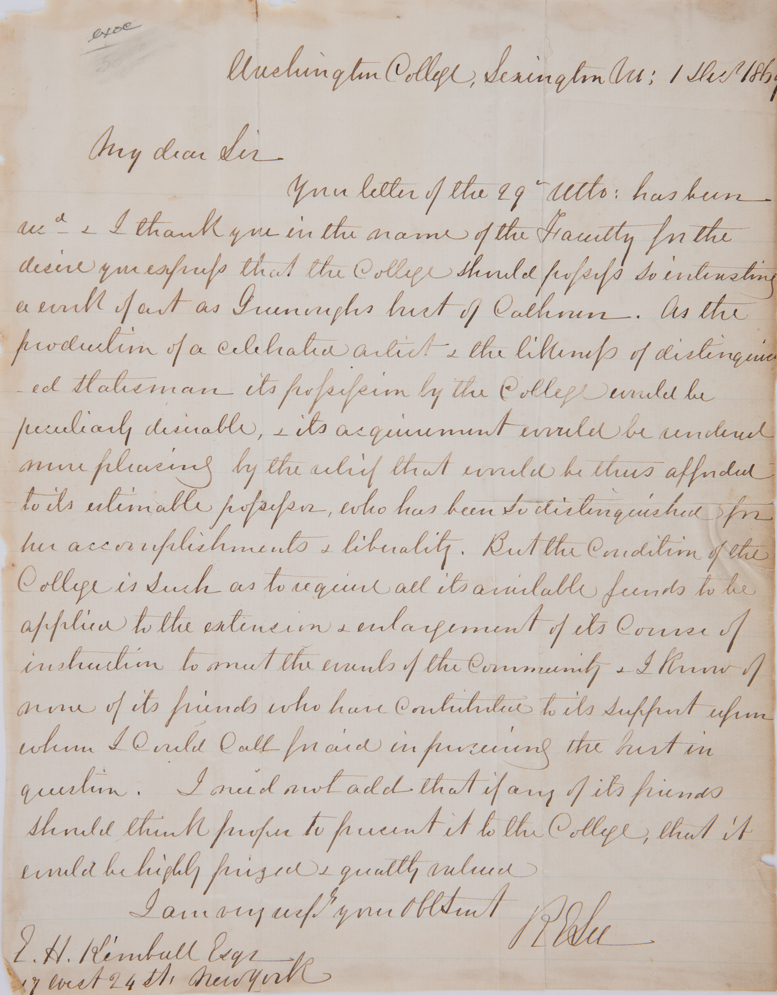 Lot image - LEE, ROBERT E  Autograph letter signed.