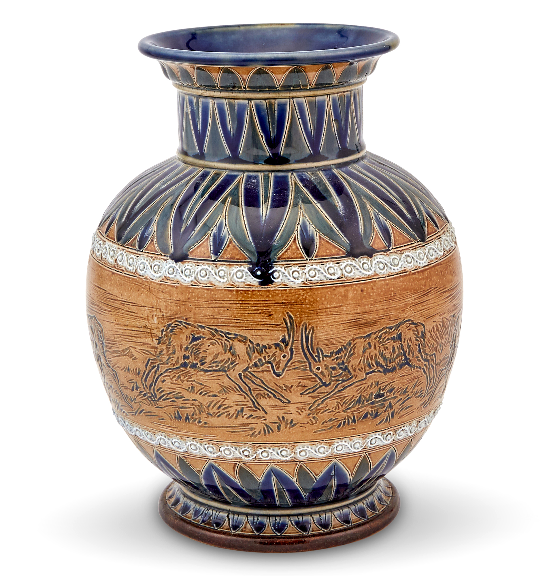 Lot image - Doulton Lambeth Stoneware Decorated Stoneware Vase