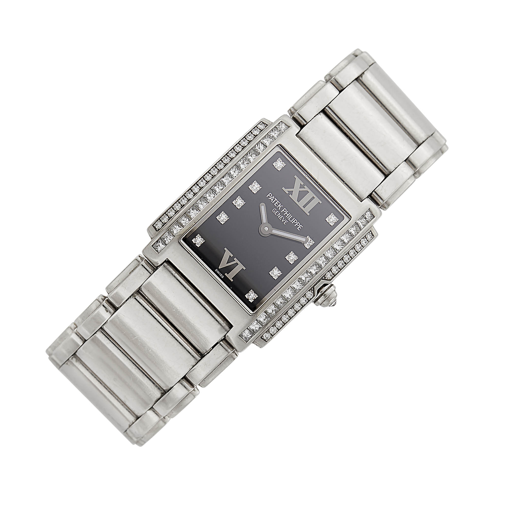 Lot image - Patek Philippe White Gold and Diamond Twenty-4 Wristwatch, Ref. 4910/20G