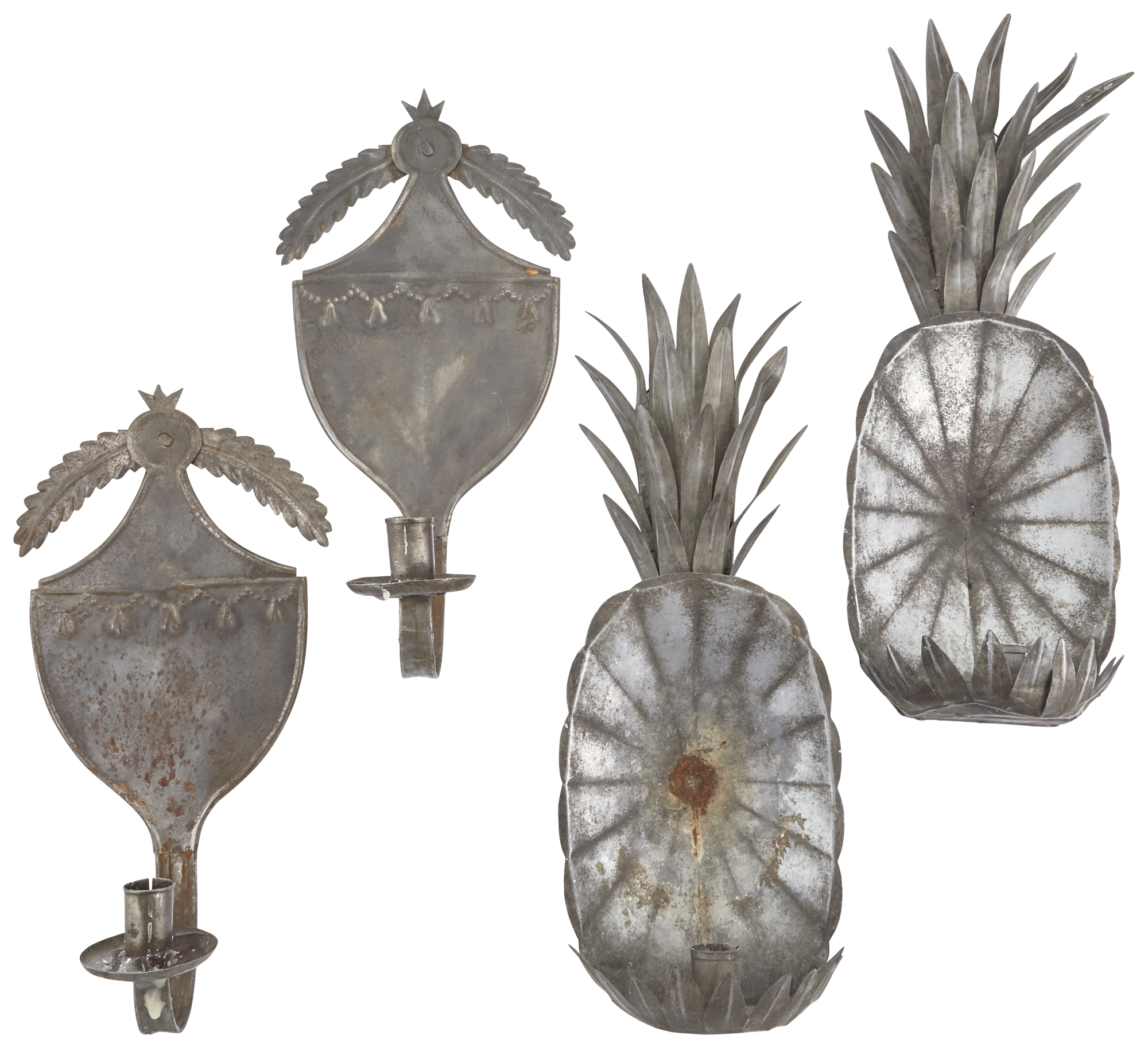 Lot image - Two Pairs of Tin Sconces