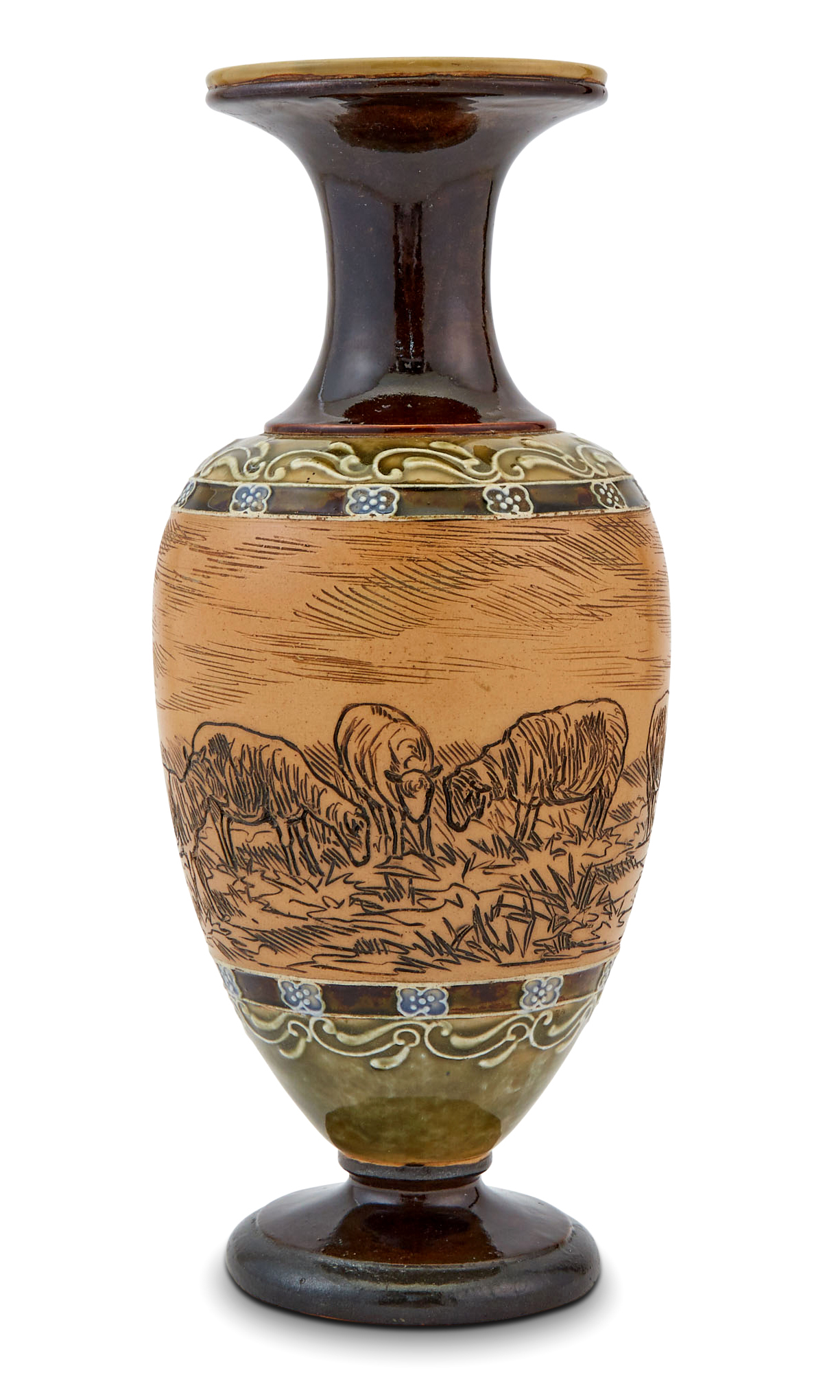 Lot image - Doulton Lambeth Stoneware Decorated Stoneware Vase