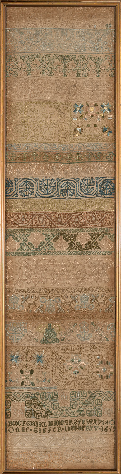 Lot image - English Banner Sampler, Dated 1699