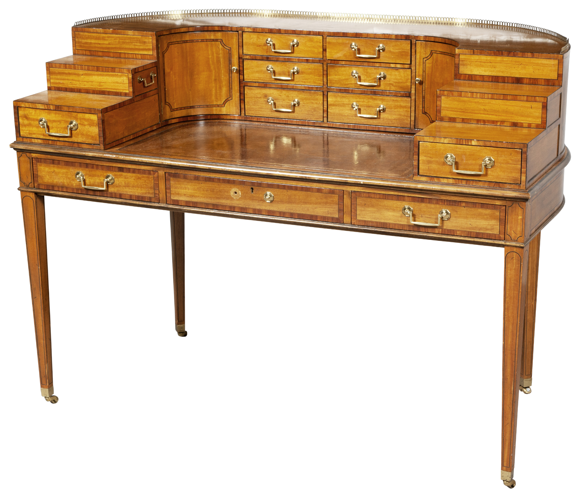 Lot image - George III Style Inlaid Satinwood Carlton House Desk