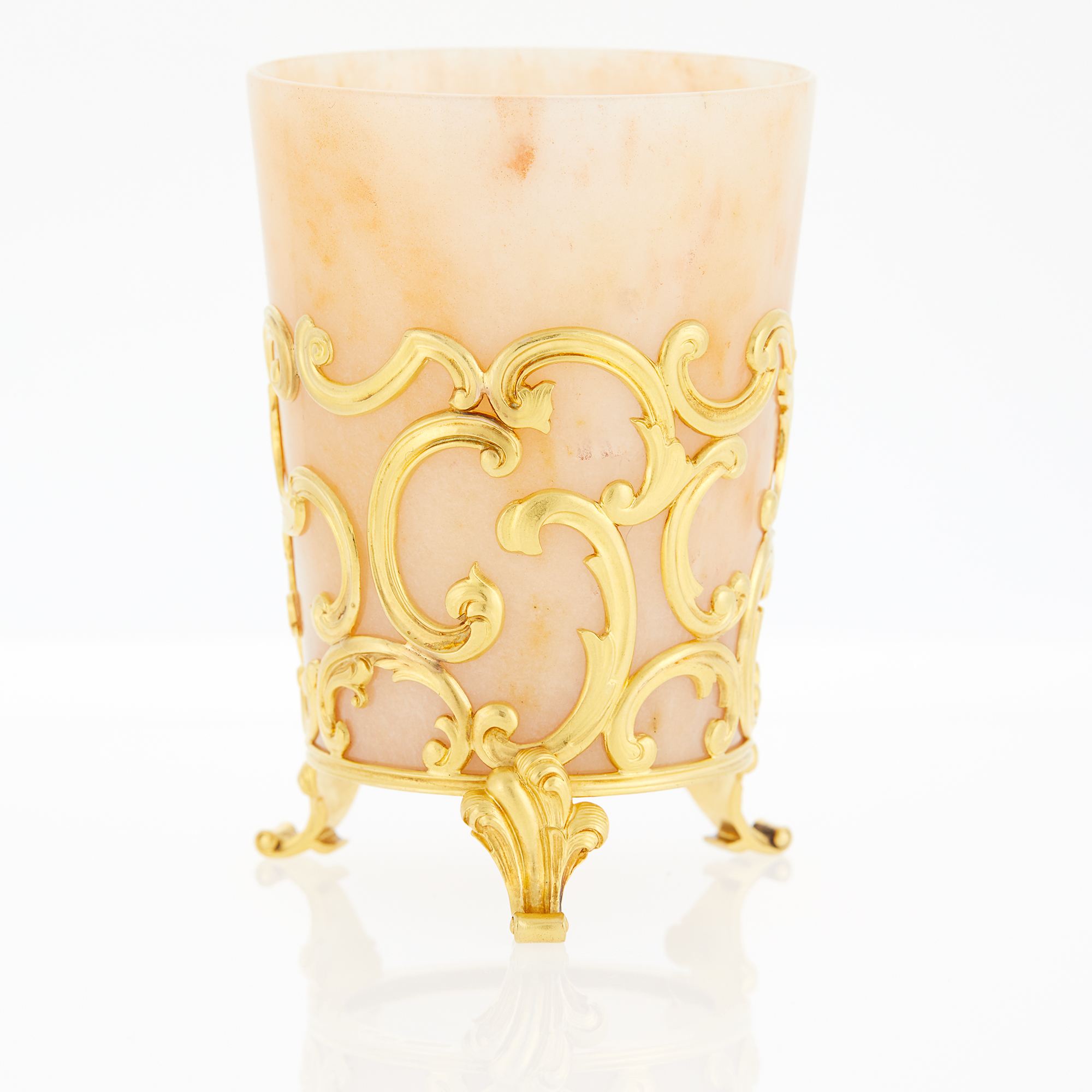 Lot image - Fabergé Gold-Mounted Aventurine Quartz Beaker