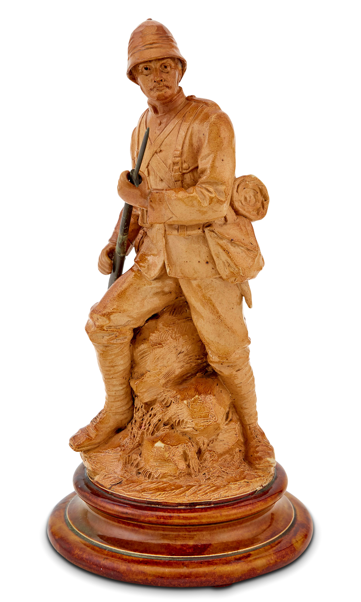 Lot image - Doulton Lambeth Stoneware Figure of a Boer War Soldier