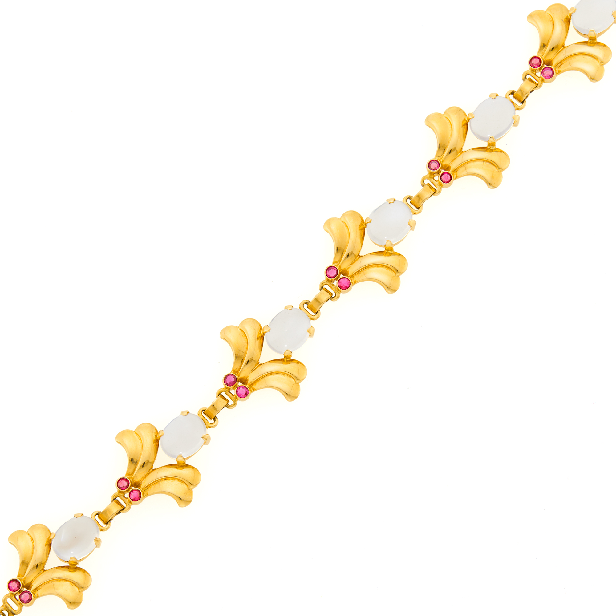 Lot image - Gold, Moonstone and Ruby Bracelet