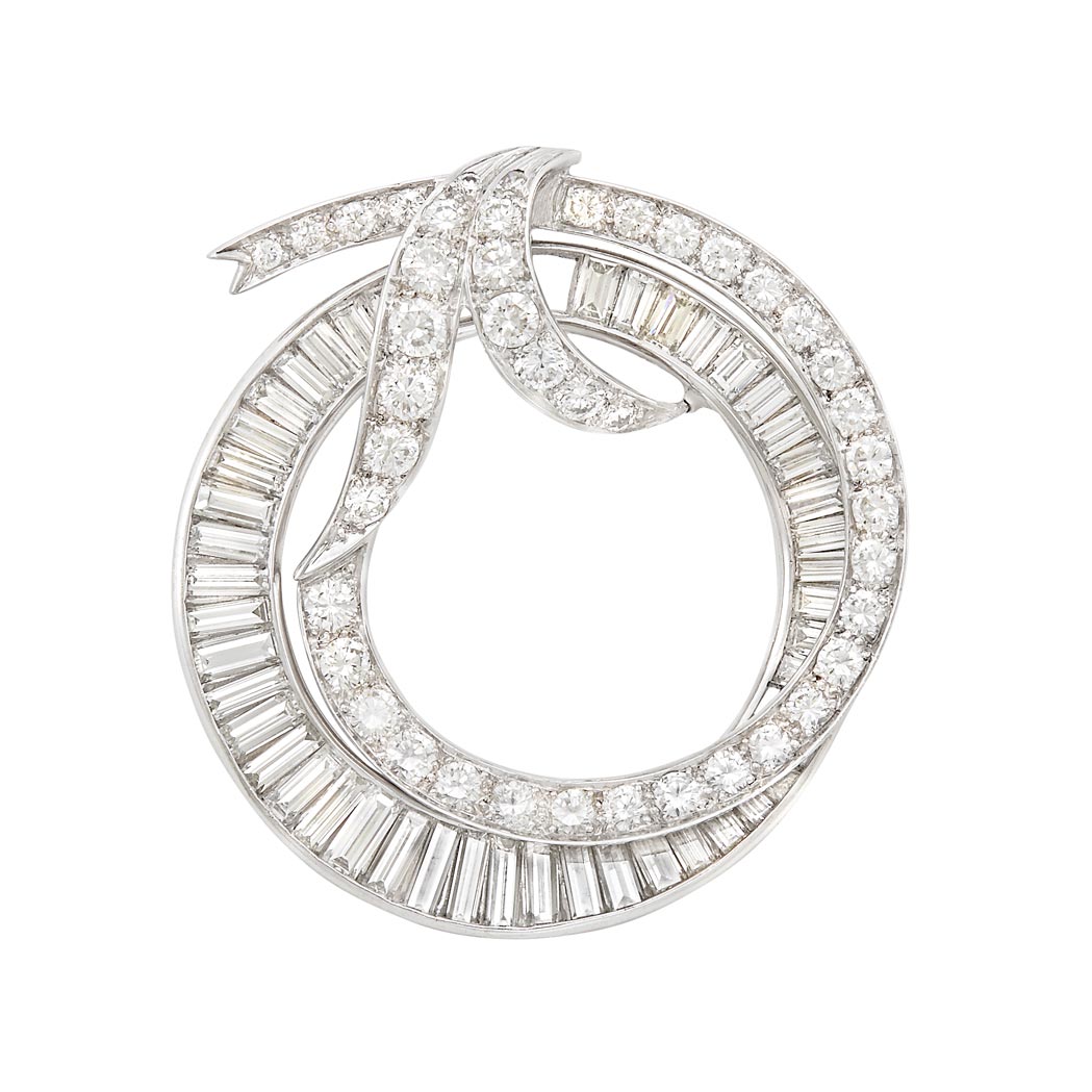 Lot image - Platinum and Diamond Wreath Brooch