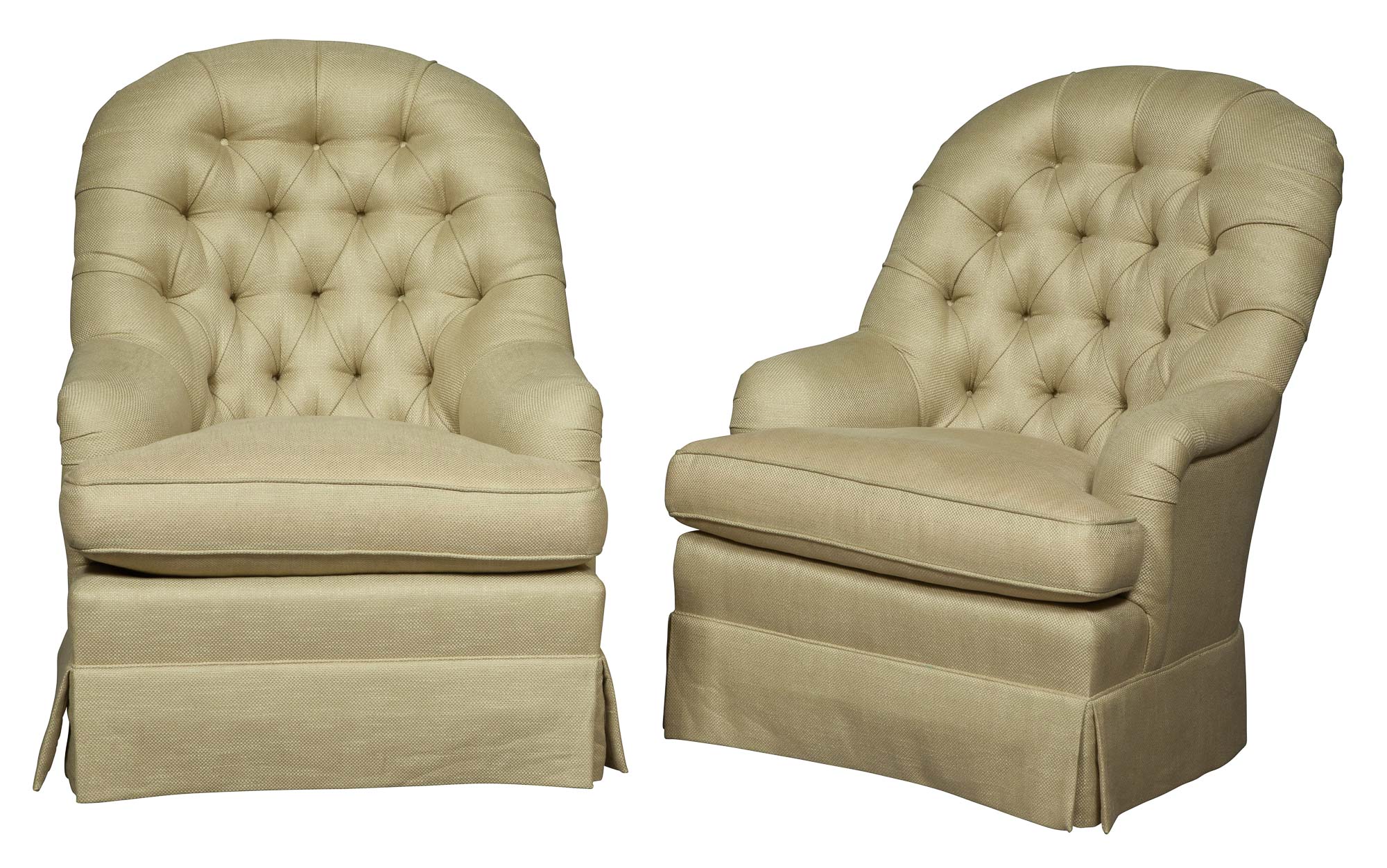 Lot image - Pair of Contemporary Upholstered Tall Back Chairs