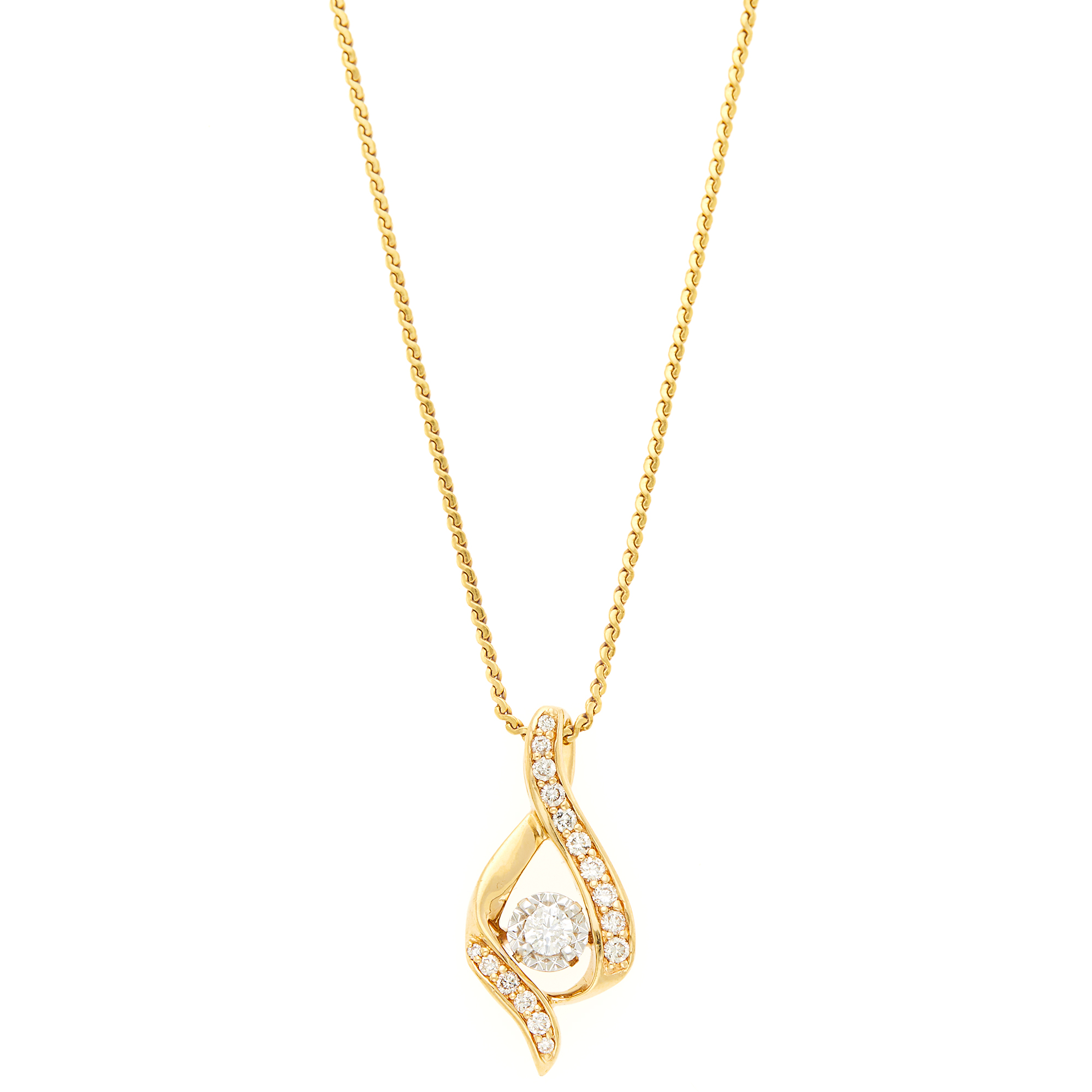 Lot image - Two-Color Gold and Diamond Pendant with Chain Necklace