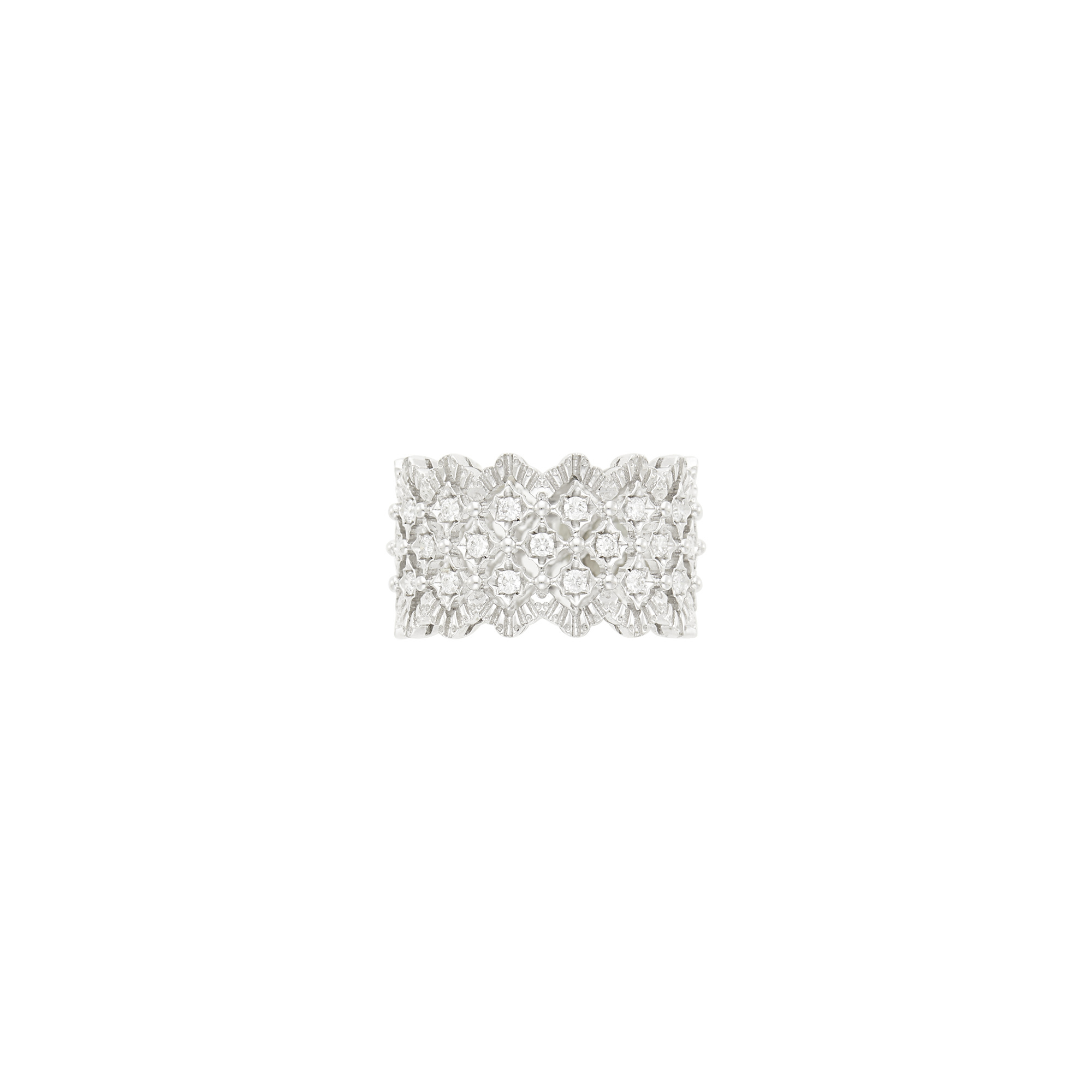 Lot image - Mario Buccellati Wide White Gold and Diamond Band Ring