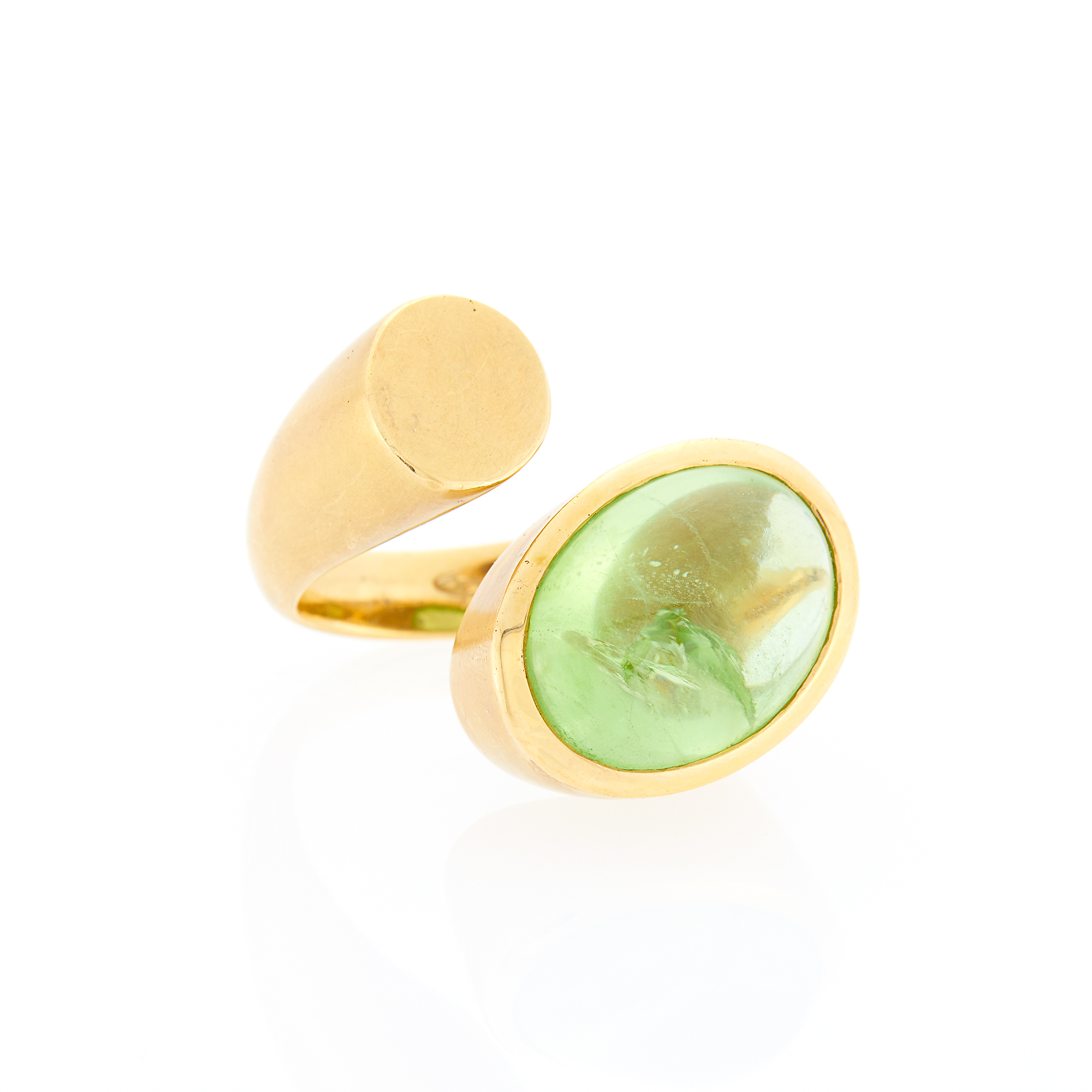 Lot image - Gold and Cabochon Peridot Crossover Ring