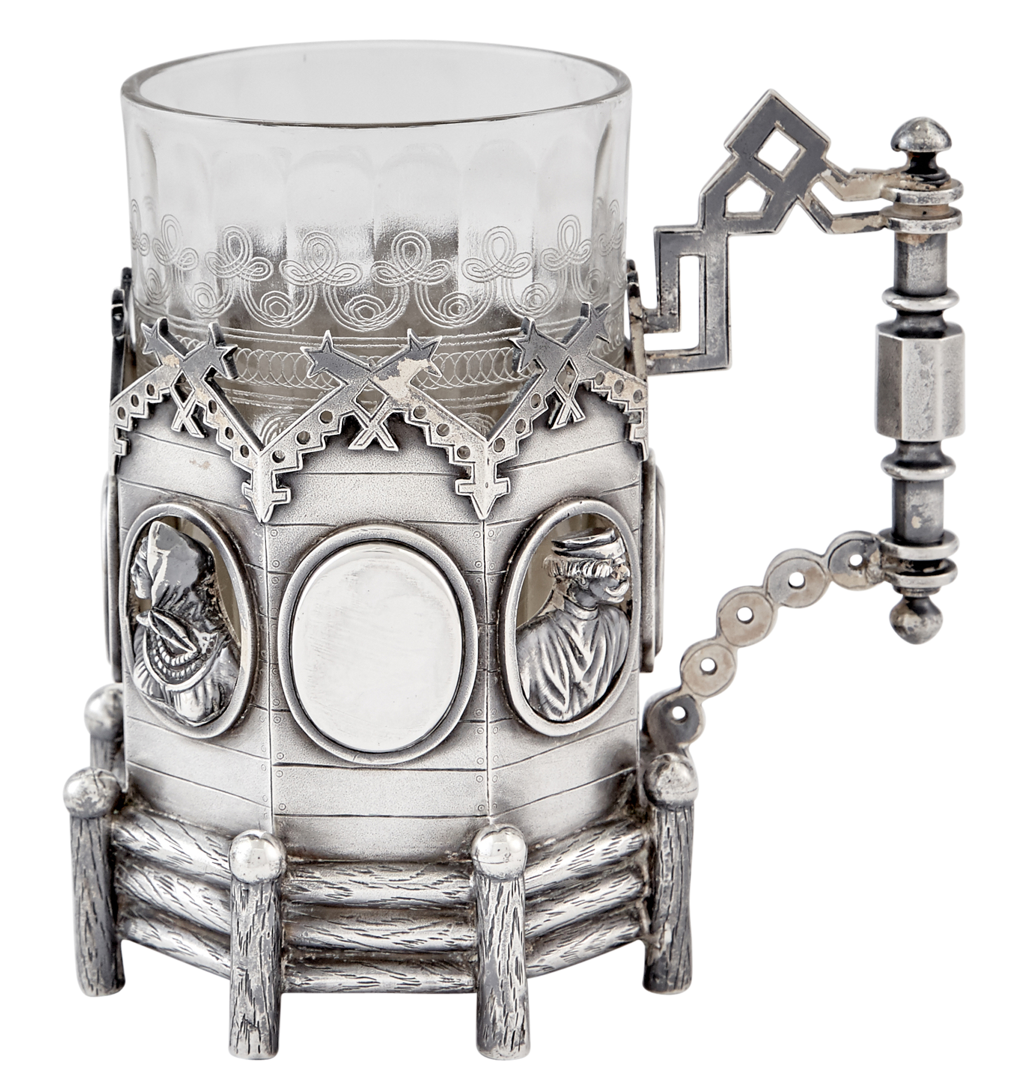 Lot image - Russian Silver Trompe LOeil Tea Glass Holder