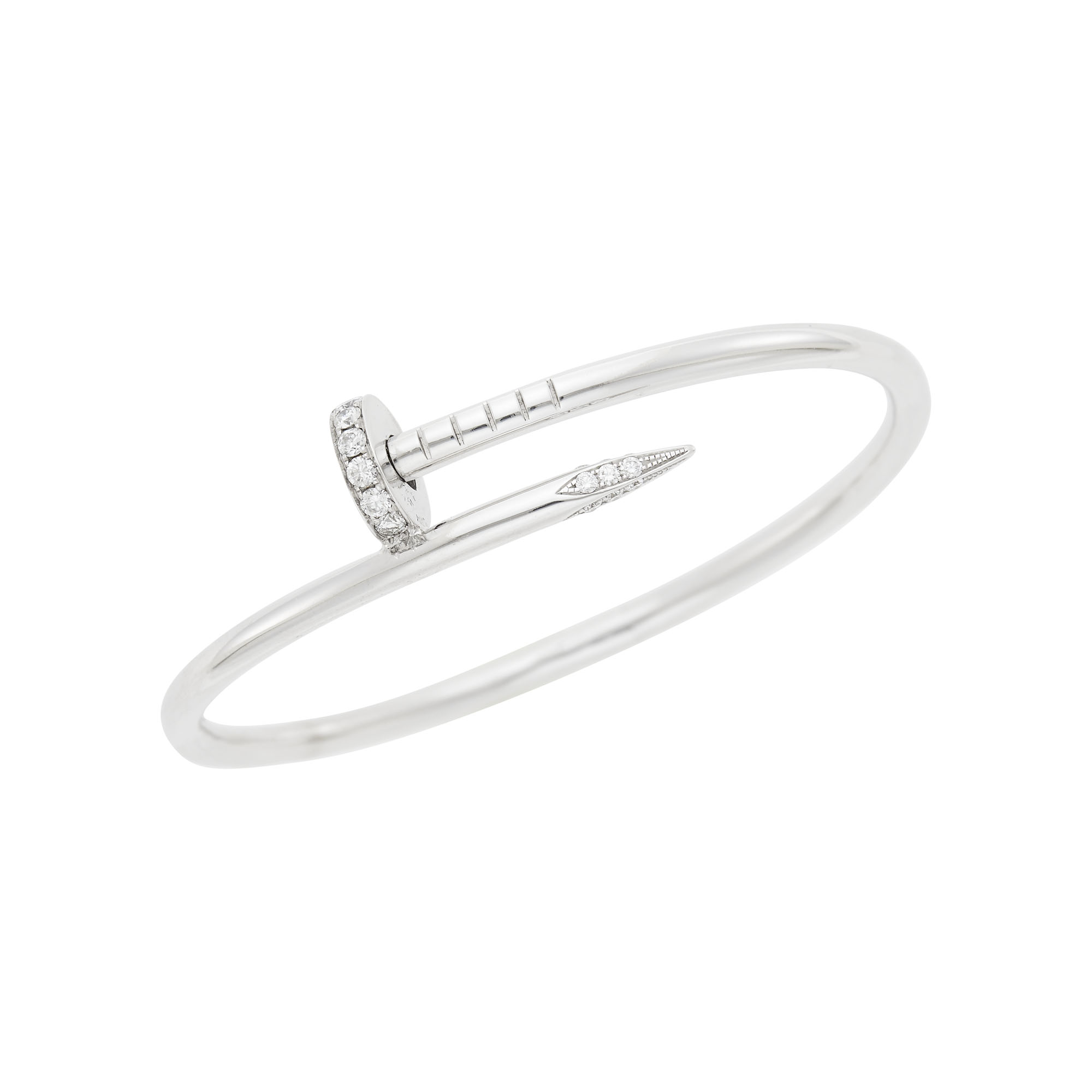 Lot image - Cartier White Gold and Diamond Juste un Clou Bangle Bracelet