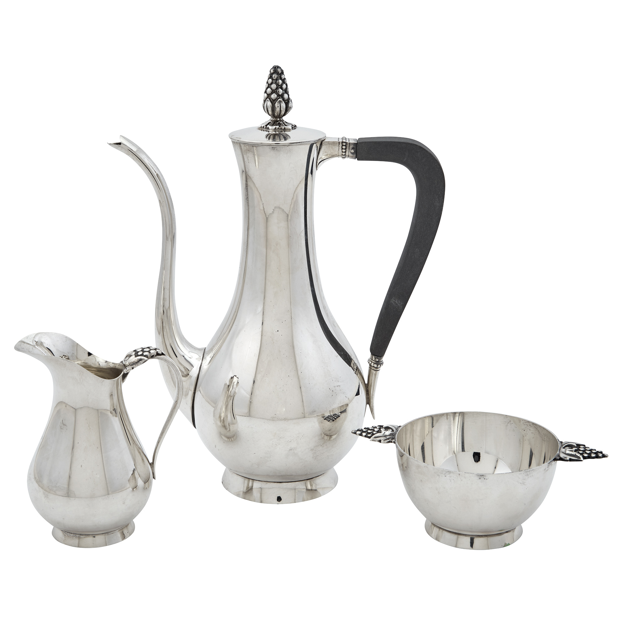 Lot image - Tiffany & Co. Makers Sterling Silver Three-Piece Demitasse Service