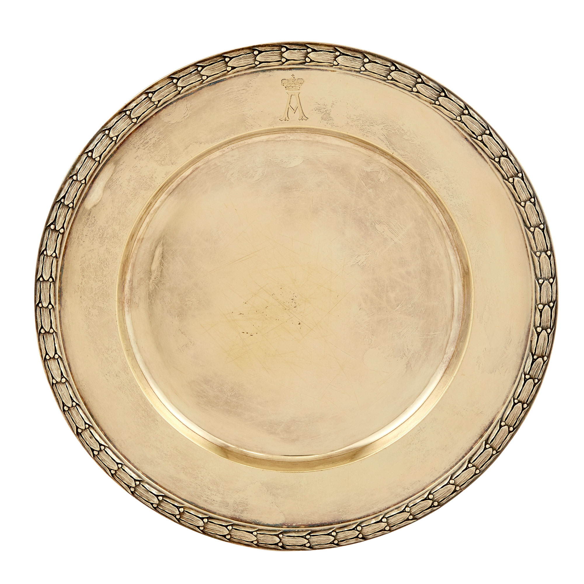 Lot image - Russian Silver-Gilt Dinner Plate