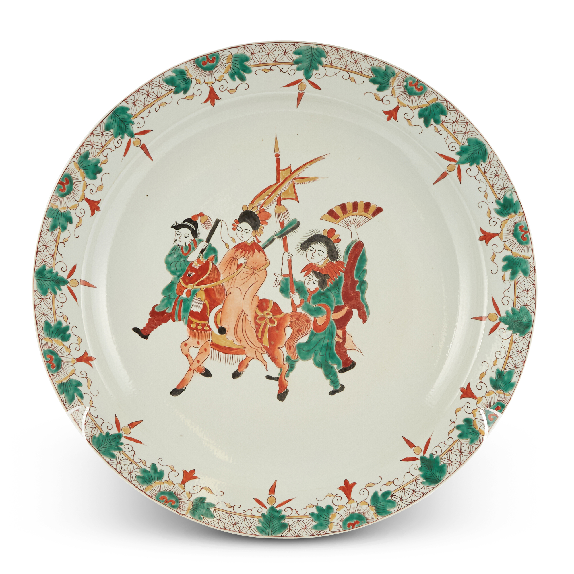 Lot image - Unusual Japanese Arita Porcelain Charger with Figural Scene