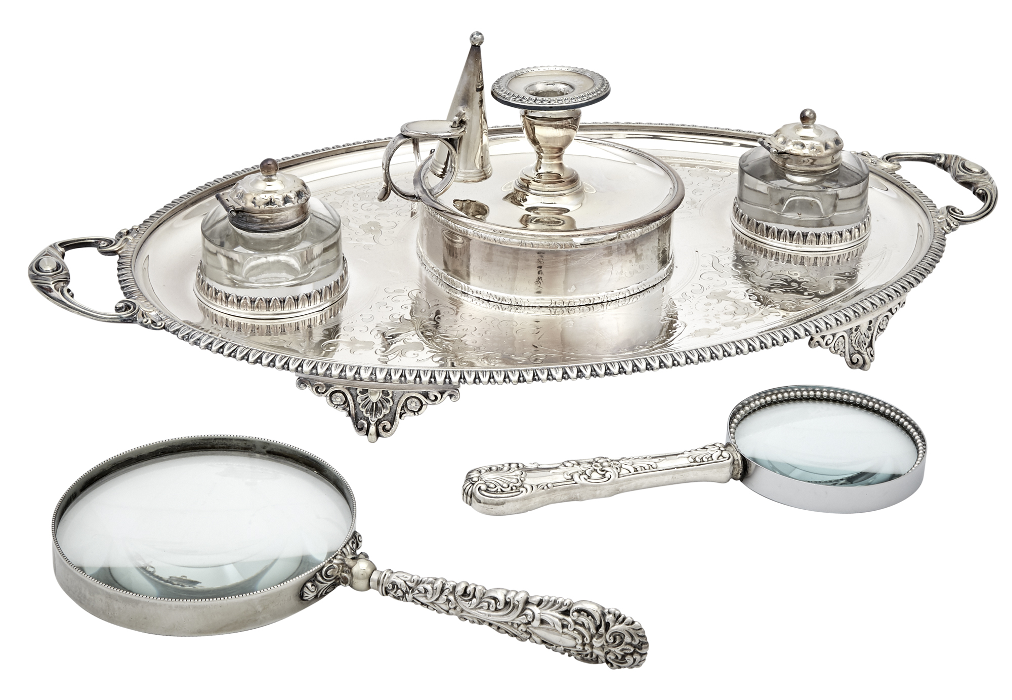 Lot image - Group of Silver Plated Desk Articles