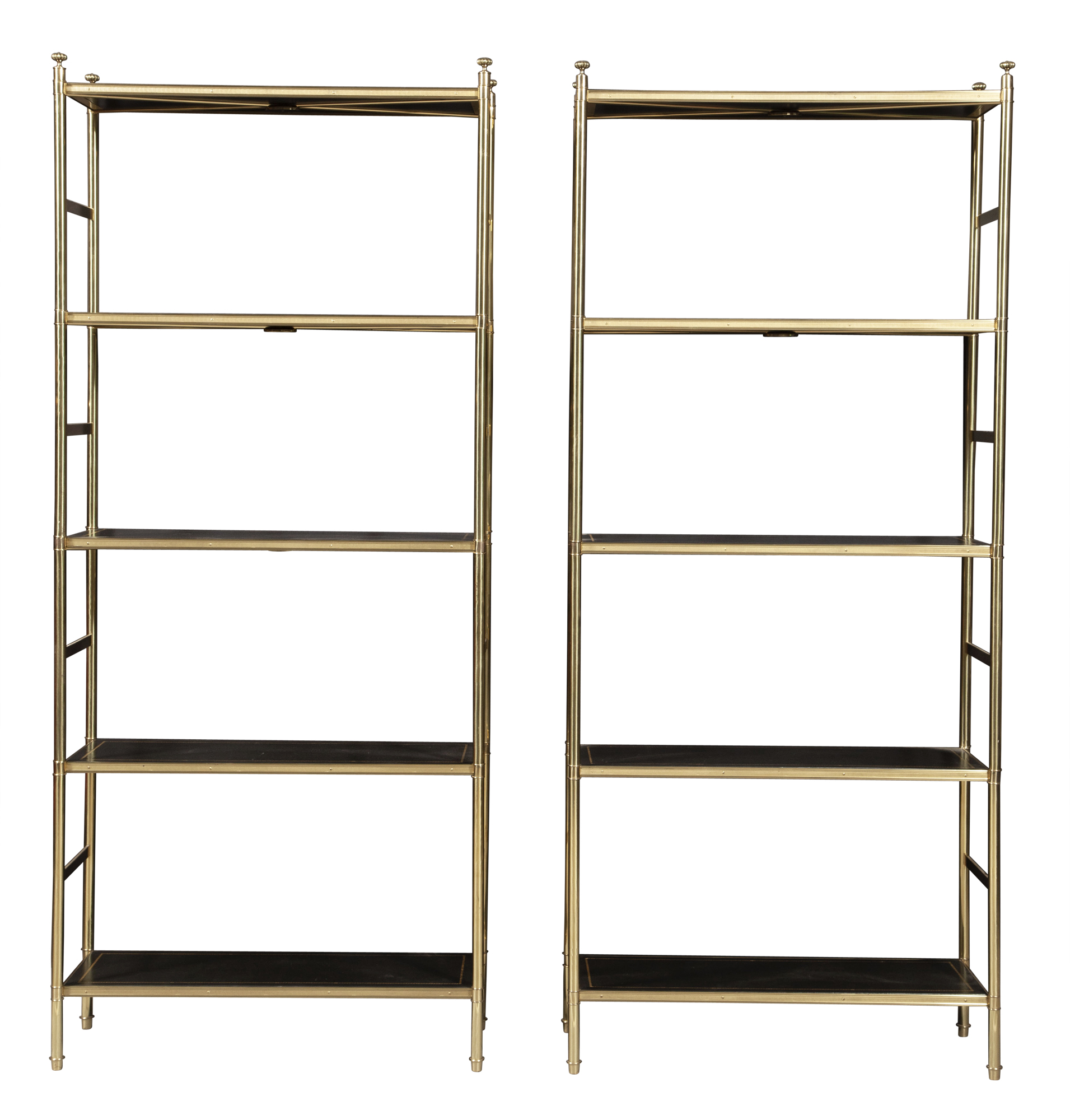 Lot image - Pair of Gilt-Metal Étagères in the Style of Billy Baldwin