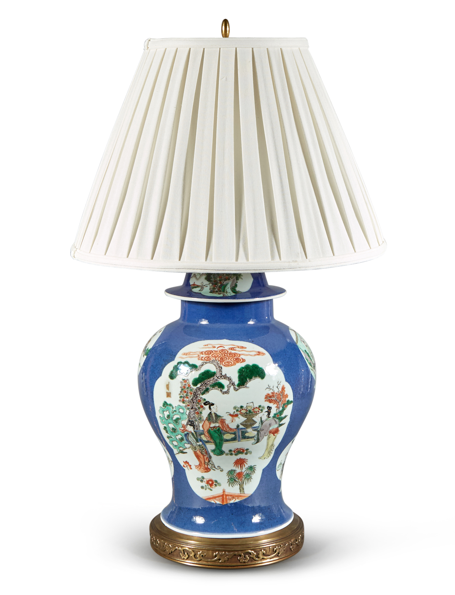 Lot image - Chinese Enameled Porcelain Baluster Vase and Cover Mounted as a Lamp