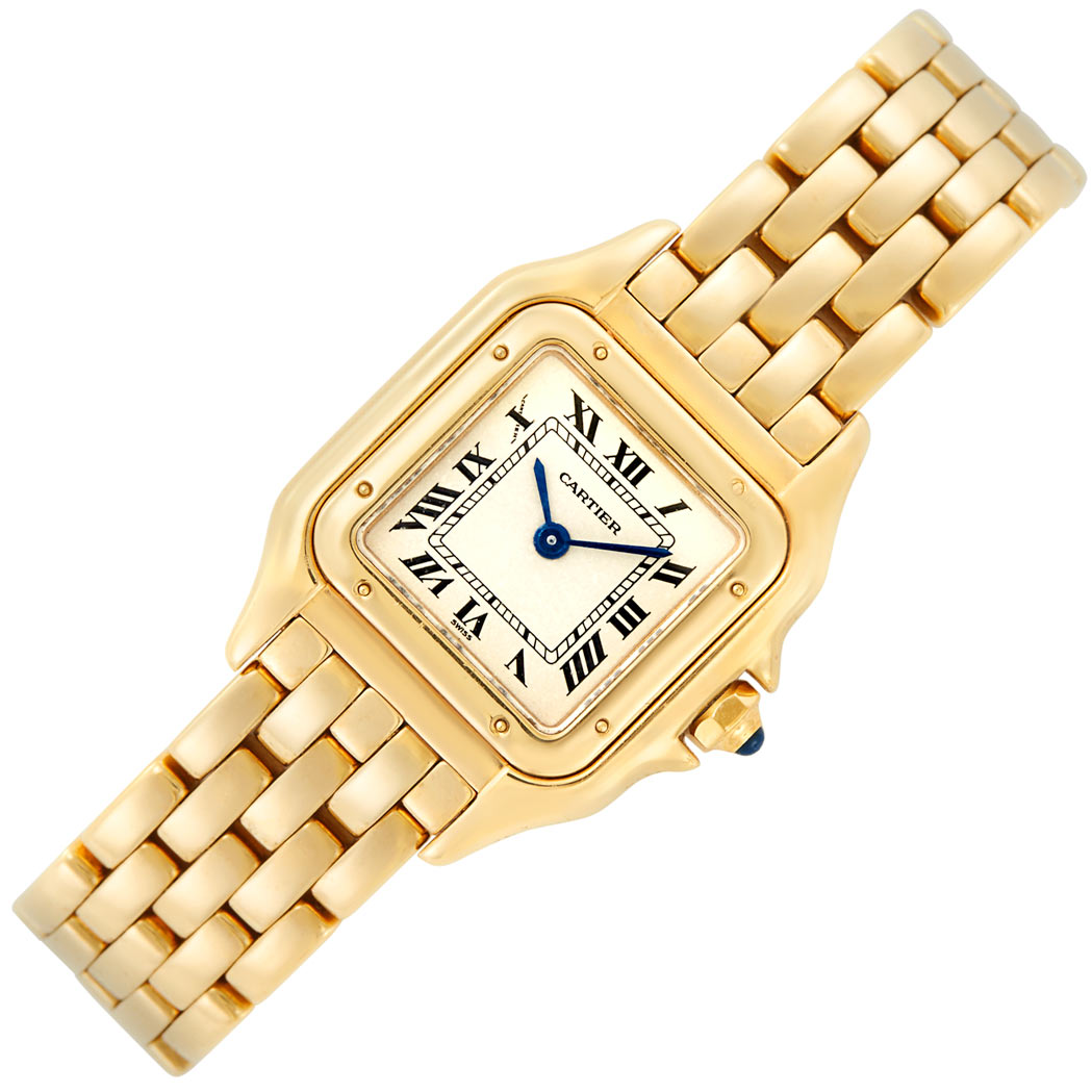 Lot image - Lady's Gold 'Panther' Wristwatch, Cartier