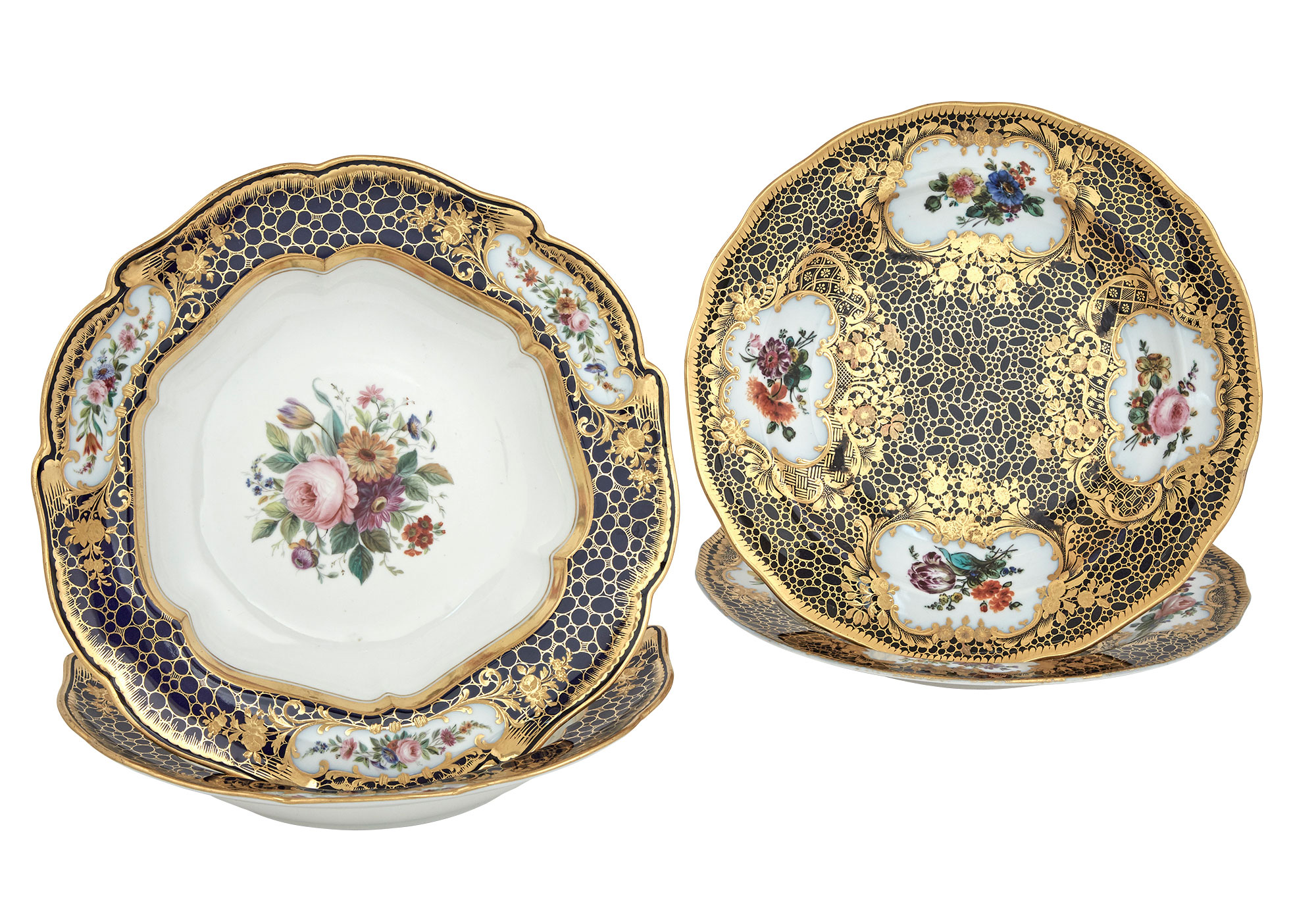 Lot image - Set of Russian Porcelain Plates from the Cobalt Service