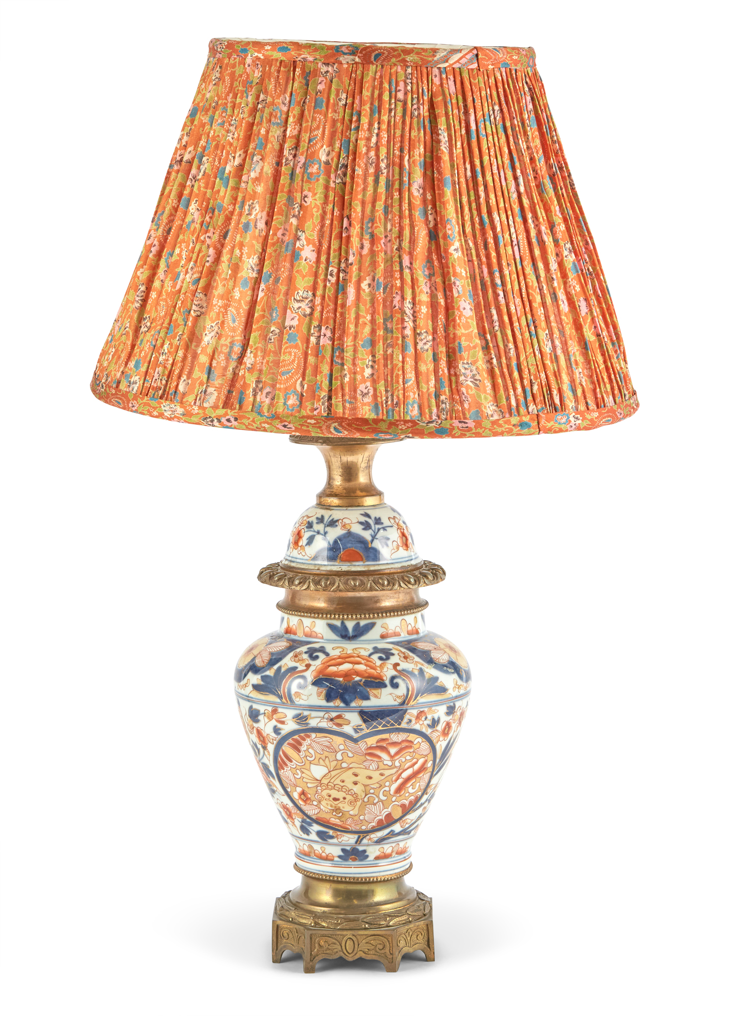 Lot image - Pair of Japanese Gilt Metal Mounted Imari Porcelain Covered Vases Mounted as Lamps