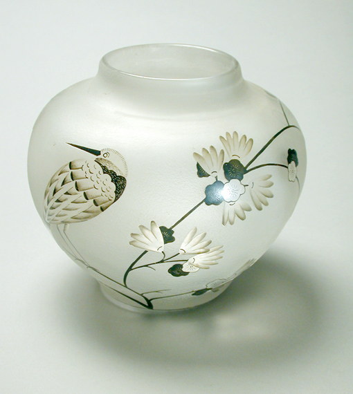 Lot image - Daum Nancy Enameled Cameo Glass Vase