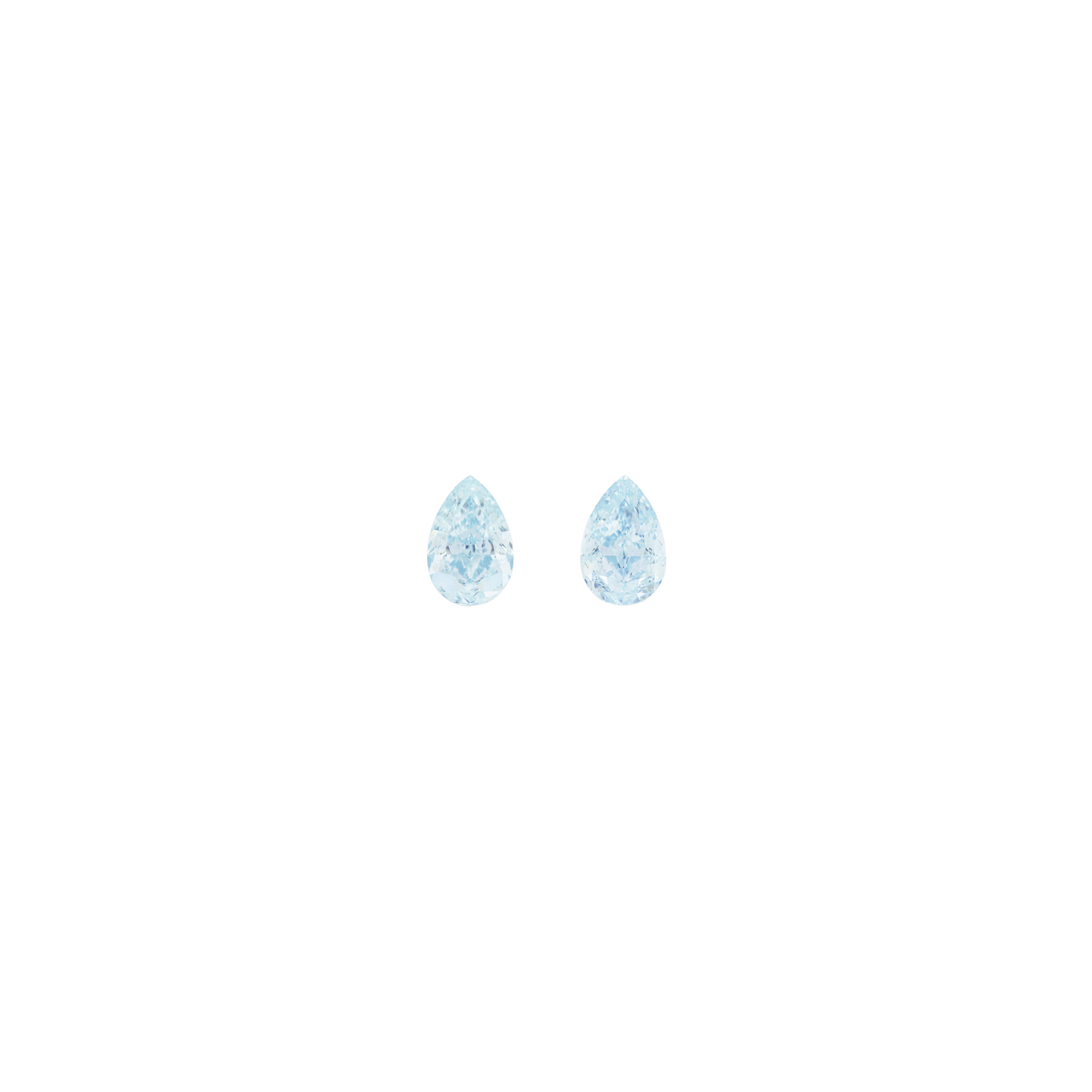 Lot image - Two Unmounted Fancy Blue Diamonds