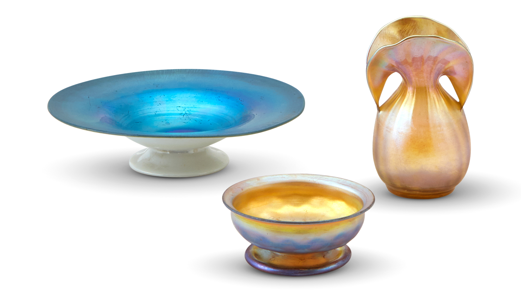 Lot image - Group of Three American Art Glass Table Articles