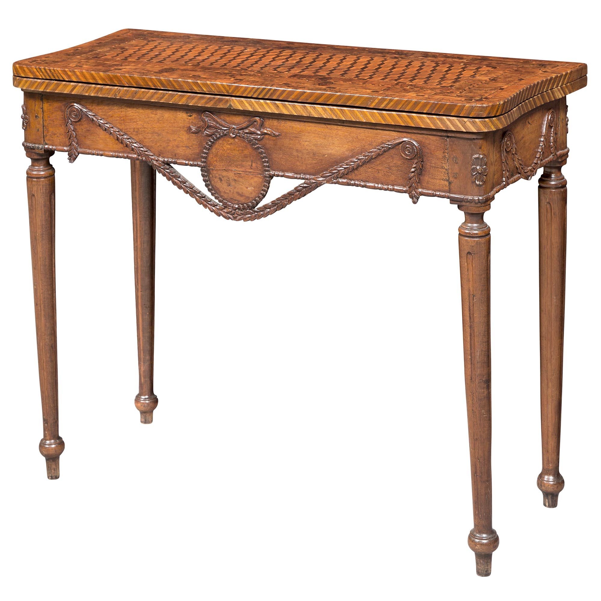 Lot image - Italian Neoclassical Walnut and Parquetry Games Table