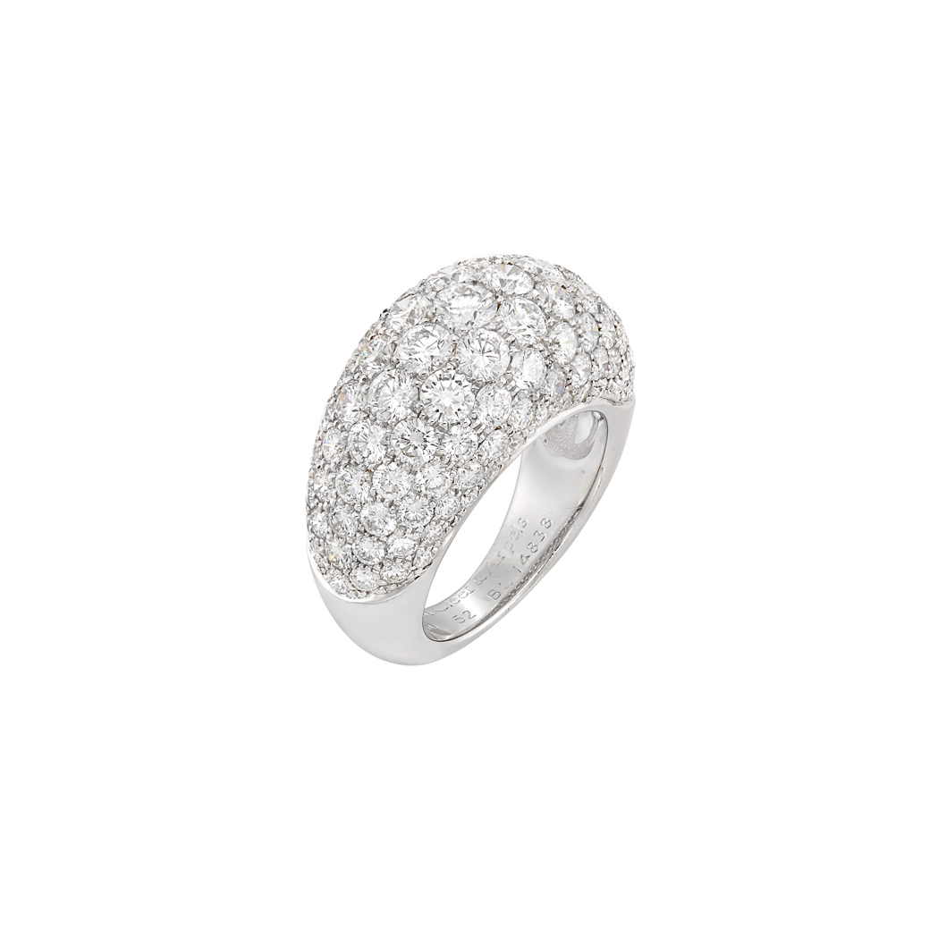 Lot image - White Gold and Diamond Bombe Ring, Van Cleef & Arpels