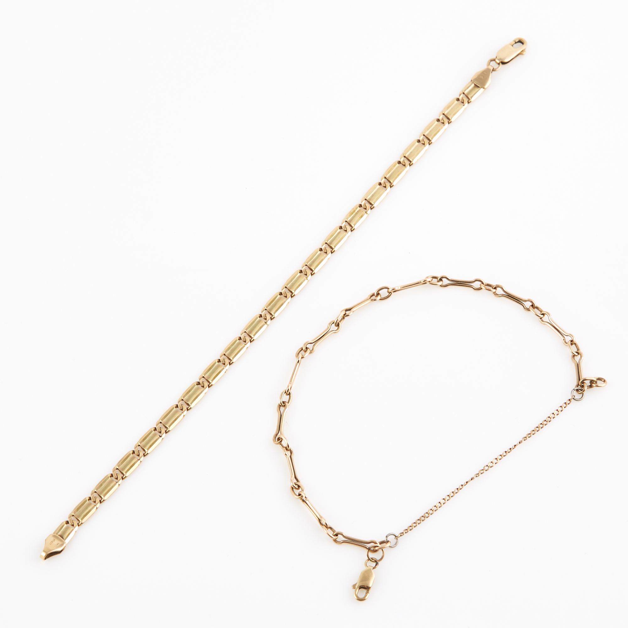 Lot image - Two Gold Flexible Bracelets, 14K 9 dwt.