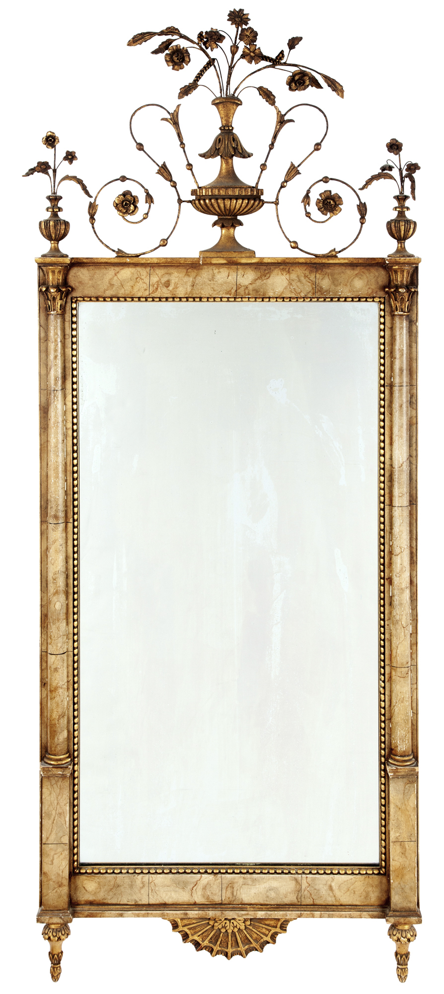 Lot image - Bilbao Neoclassical Style Faux Marble and Giltwood Pier Mirror
