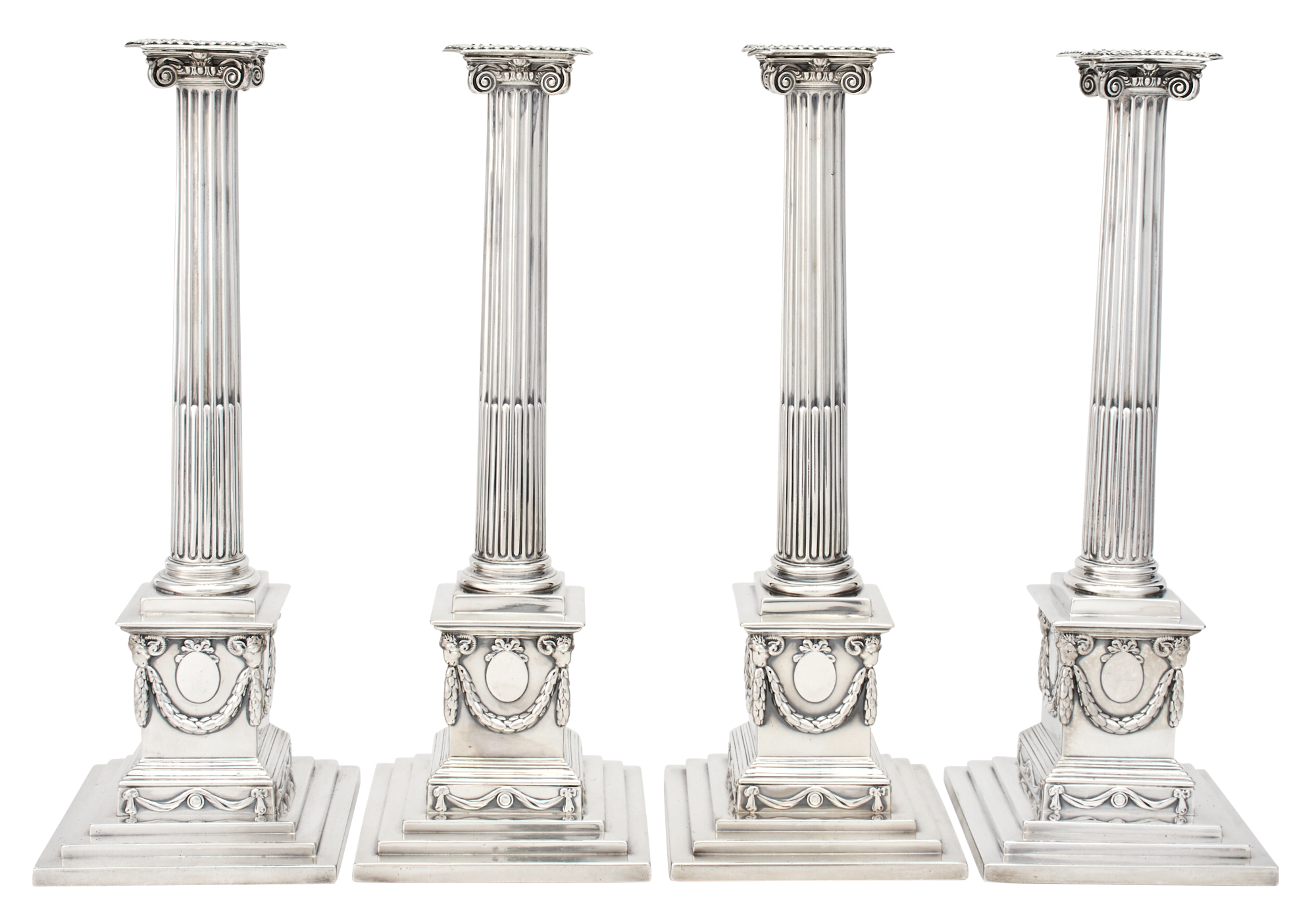 Lot image - Set of Four George III Sterling Silver Candlesticks