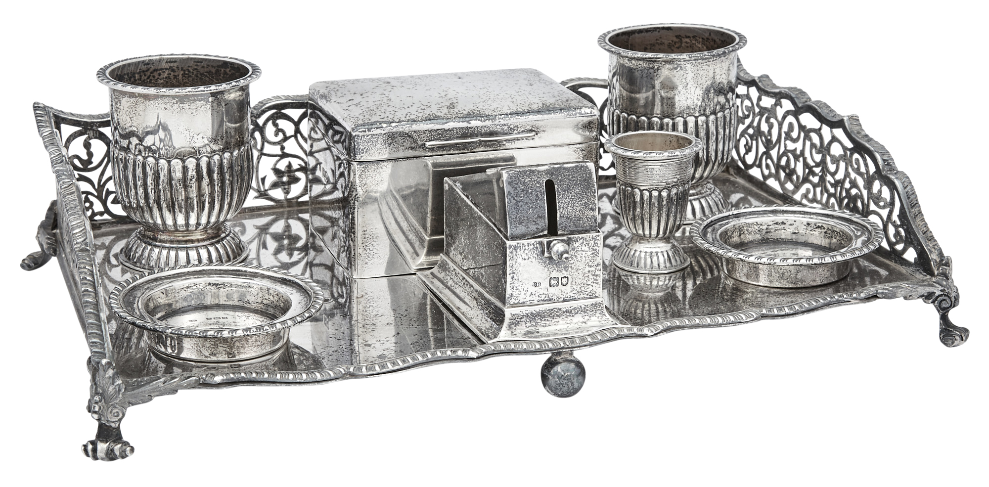 Lot image - Victorian Sterling Silver Large Smoking Stand