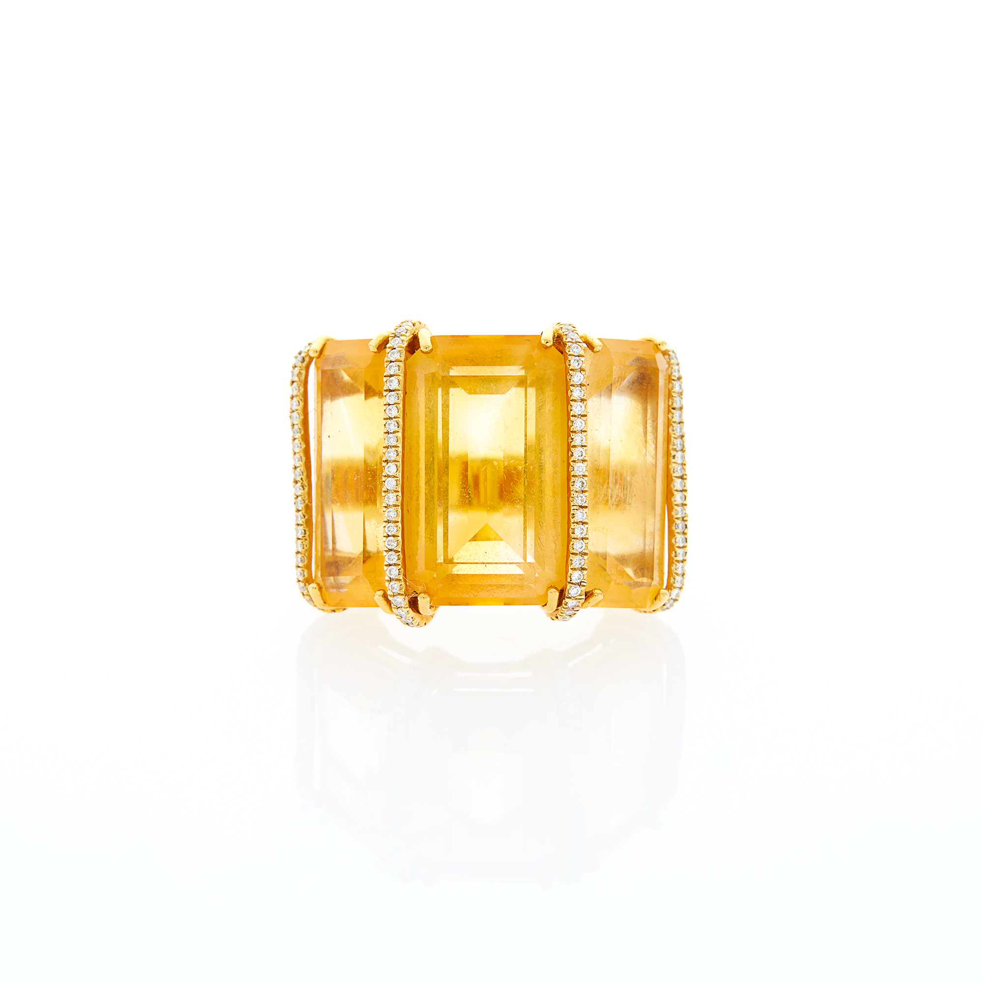 Lot image - Gold, Citrine and Diamond Ring