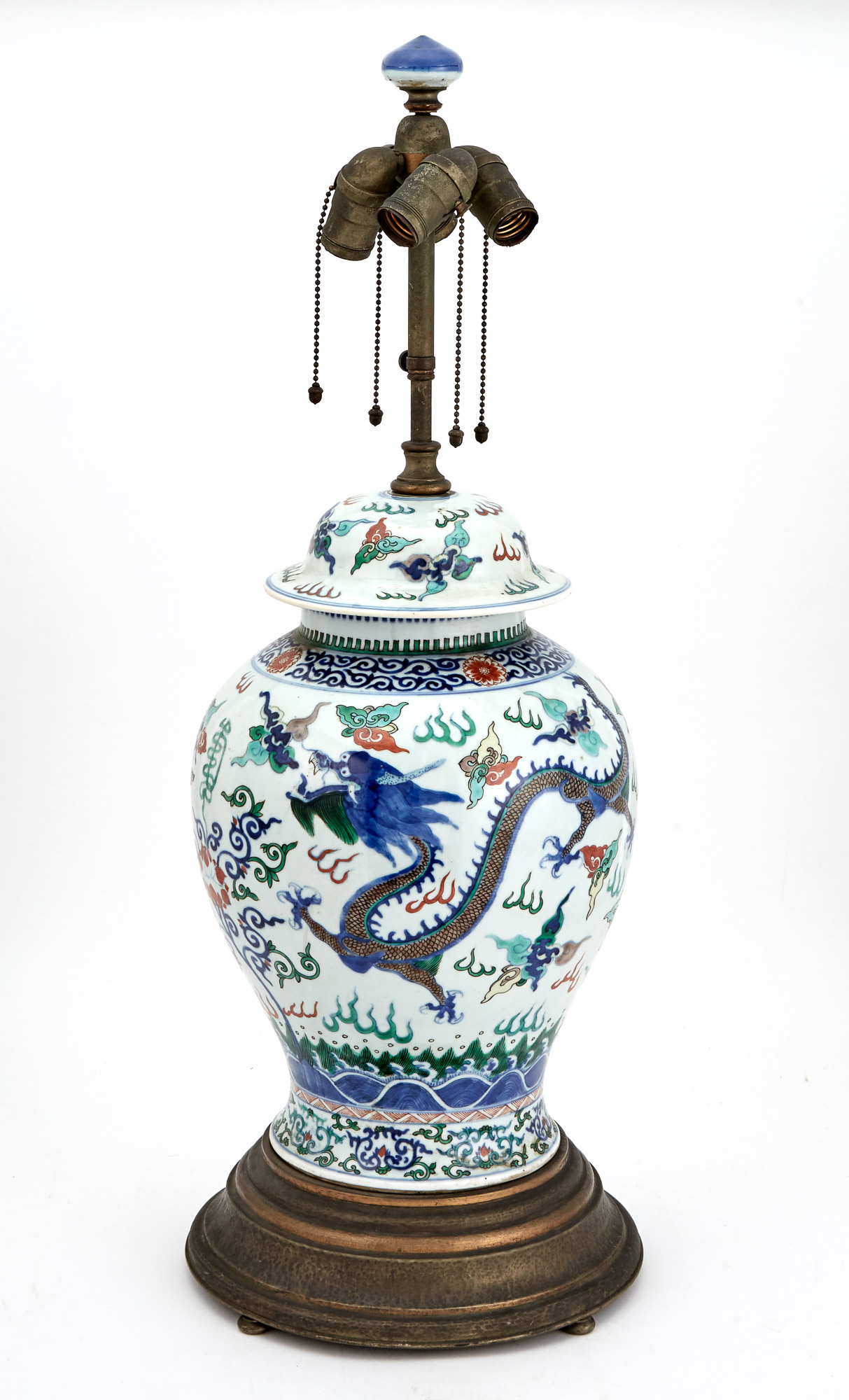 Lot image - Chinese Polychrome Decorated Porcelain Jar Mounted as a Lamp
