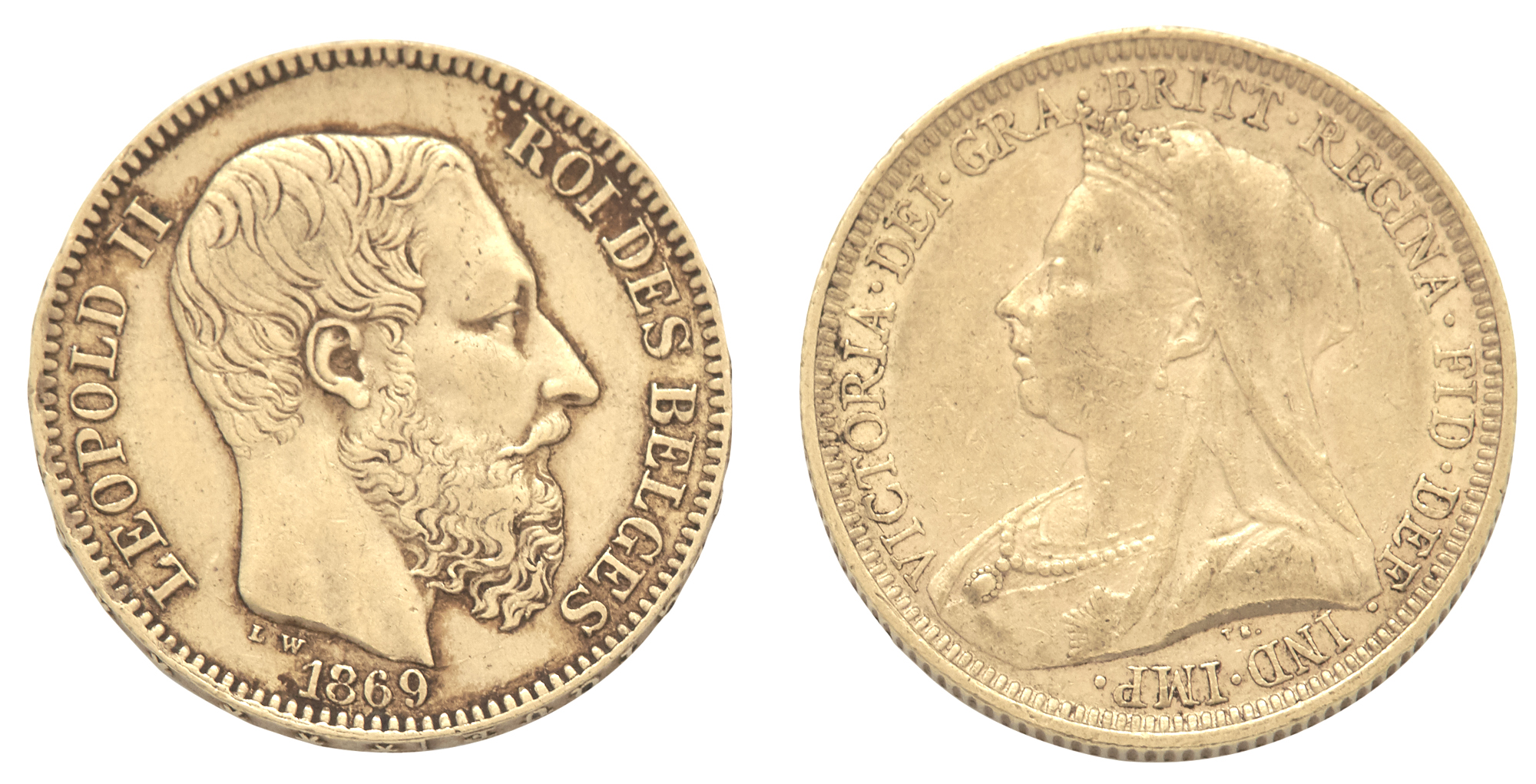 Lot image - Belgium and England Gold Coins