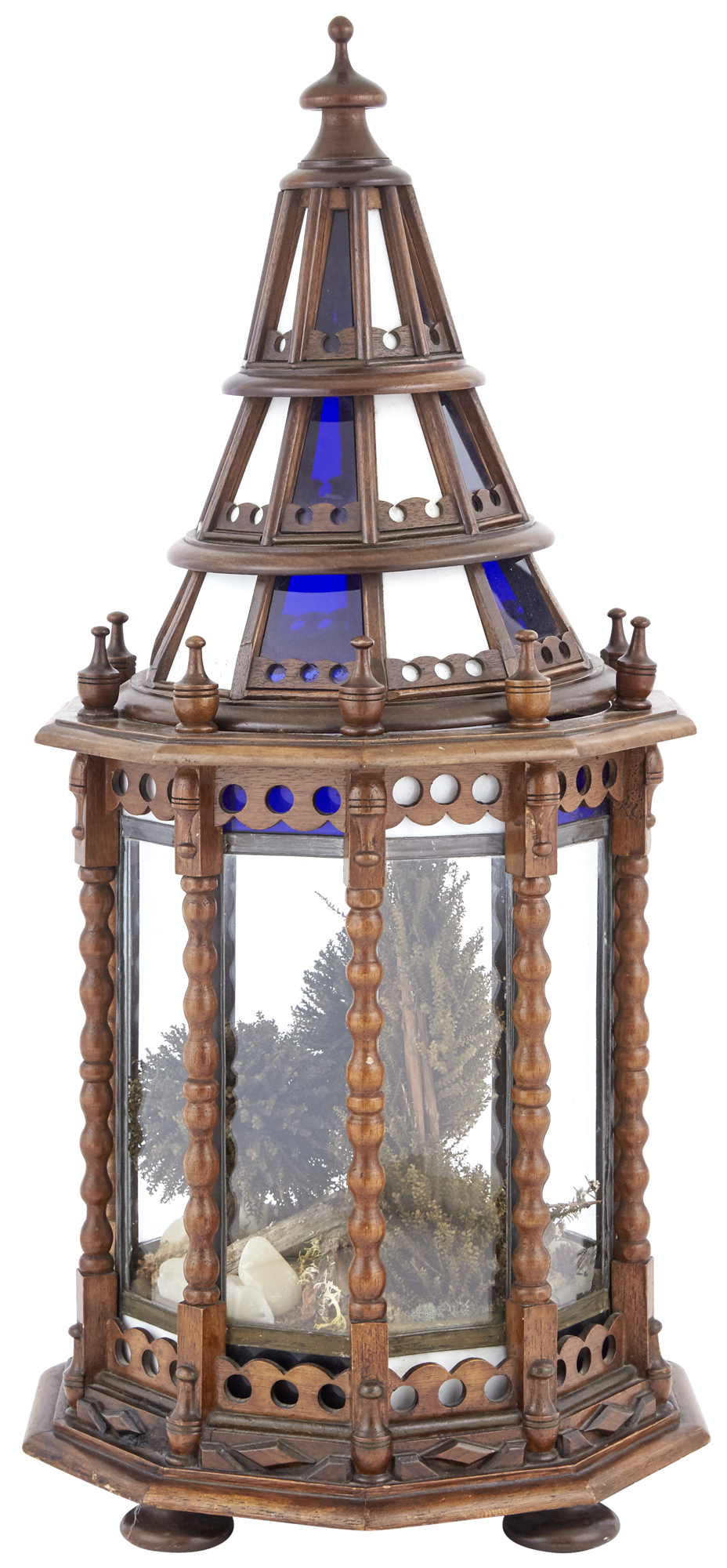 Lot image - Continental Turned Wood and Glass Steeple-Form Vitrine/Terrarium