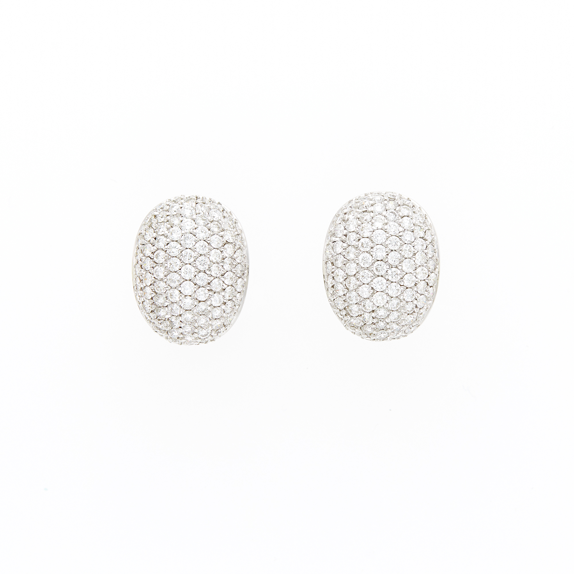 Lot image - Pair of White Gold and Diamond Bombé Earrings