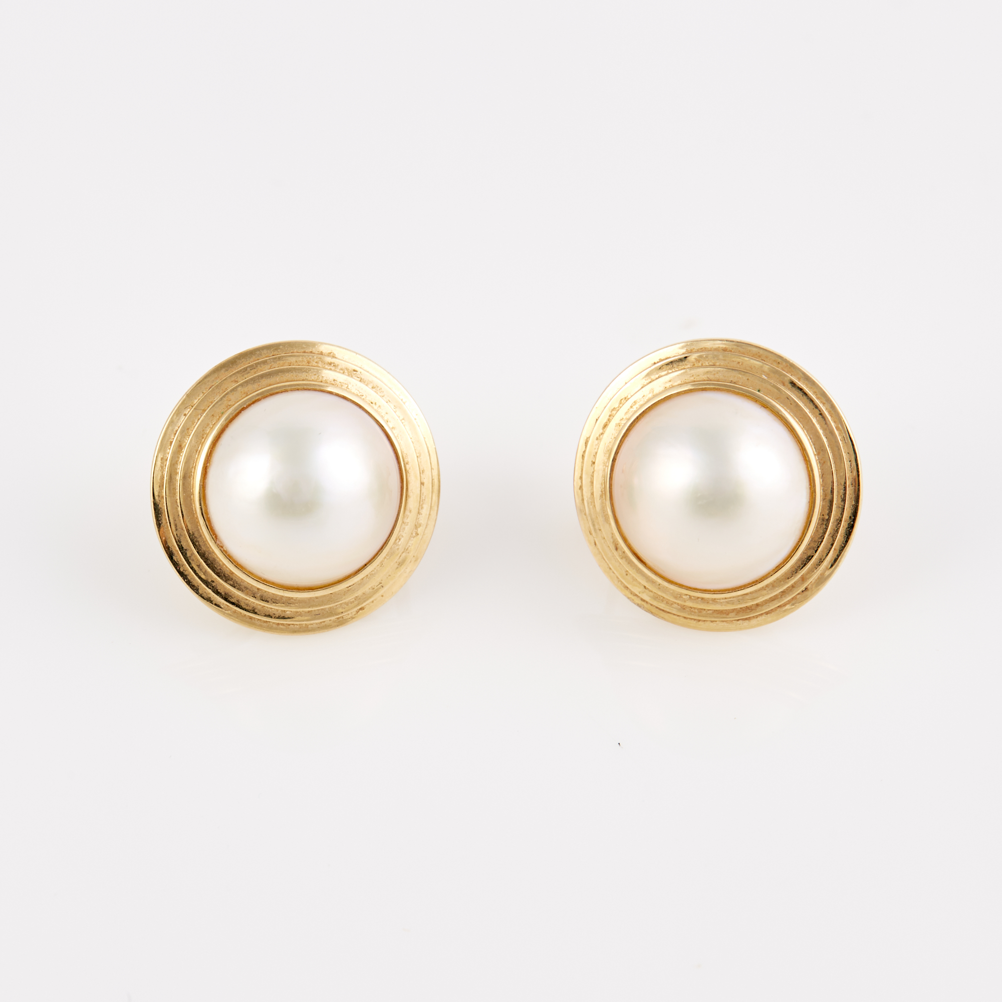 Lot image - Two Gold and Bead Earrings, 14K 5 dwt. all