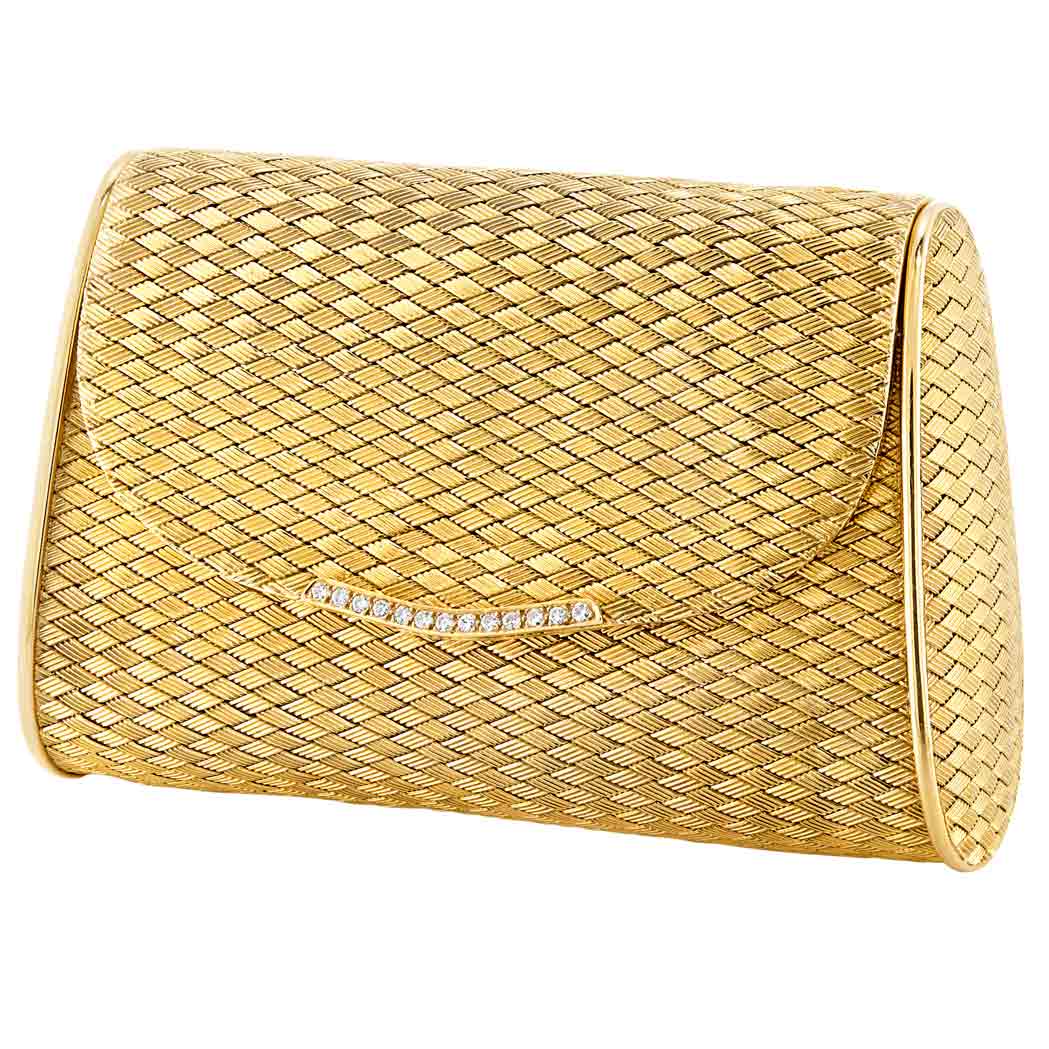 Lot image - Gold and Diamond Evening Purse