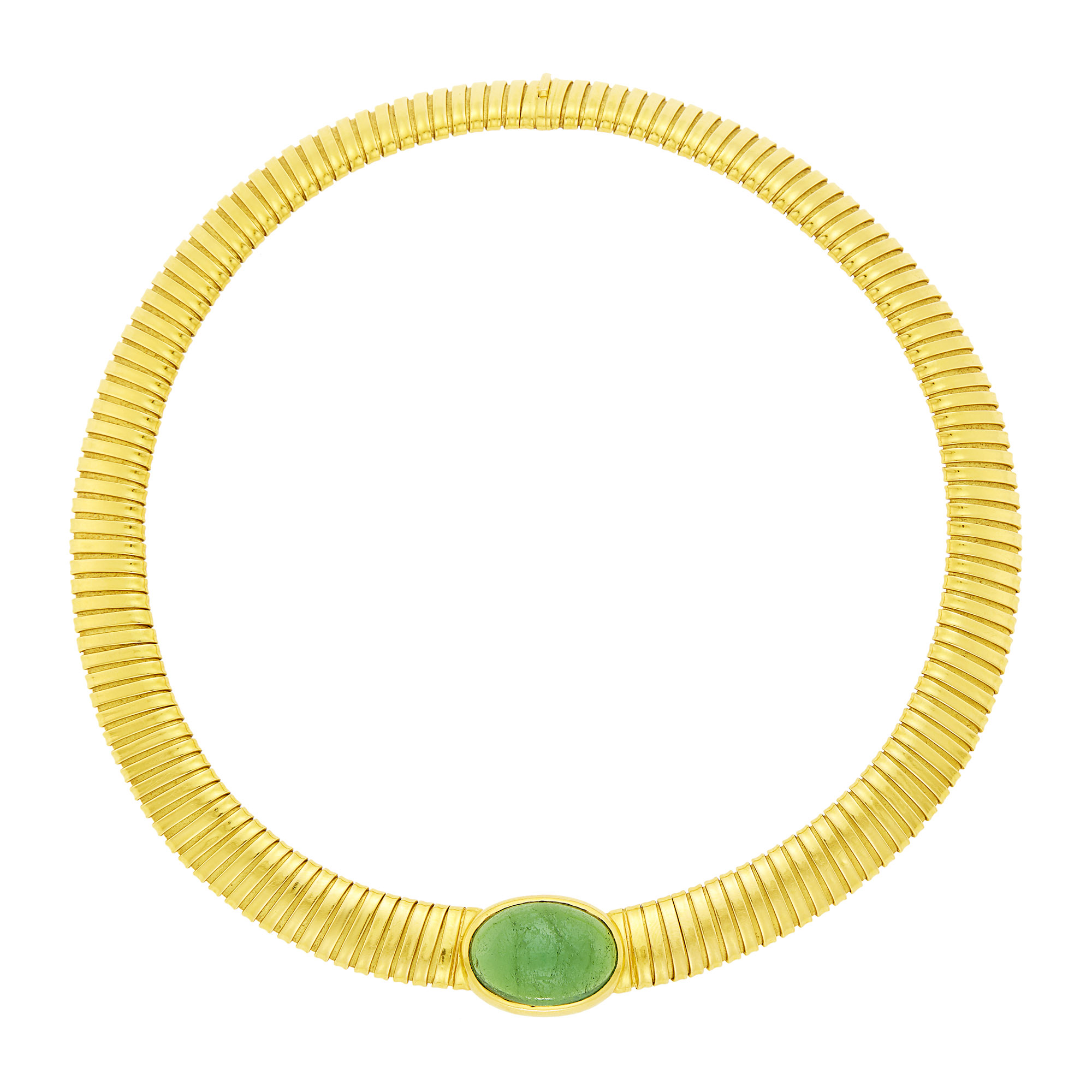 Lot image - Cartier Gold and Cabochon Tourmaline Snake Link Necklace