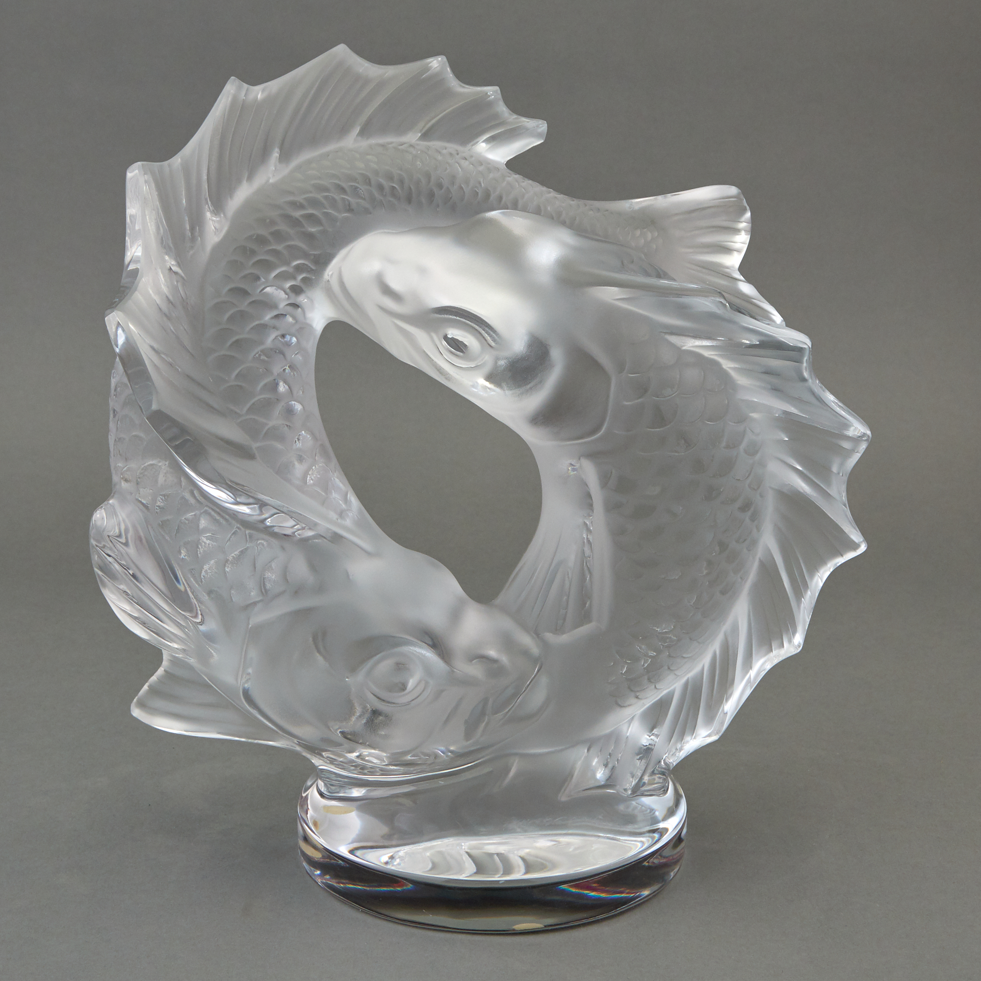 Lot image - Lalique Glass Double Fish Sculpture